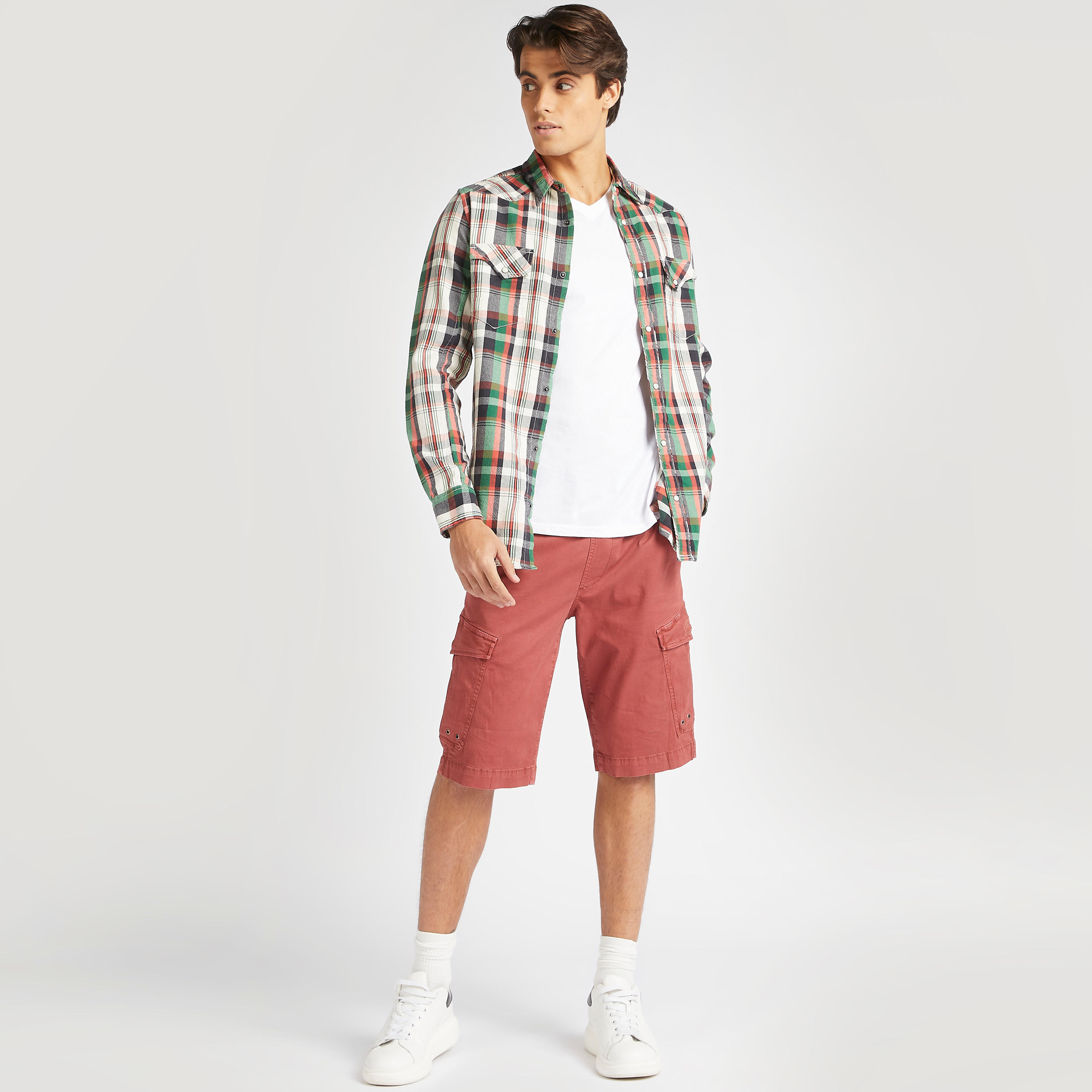 قميص كاروهات بأكمام طويلة وجيوب من لي كوبر-men-clothing-shirts-image-5