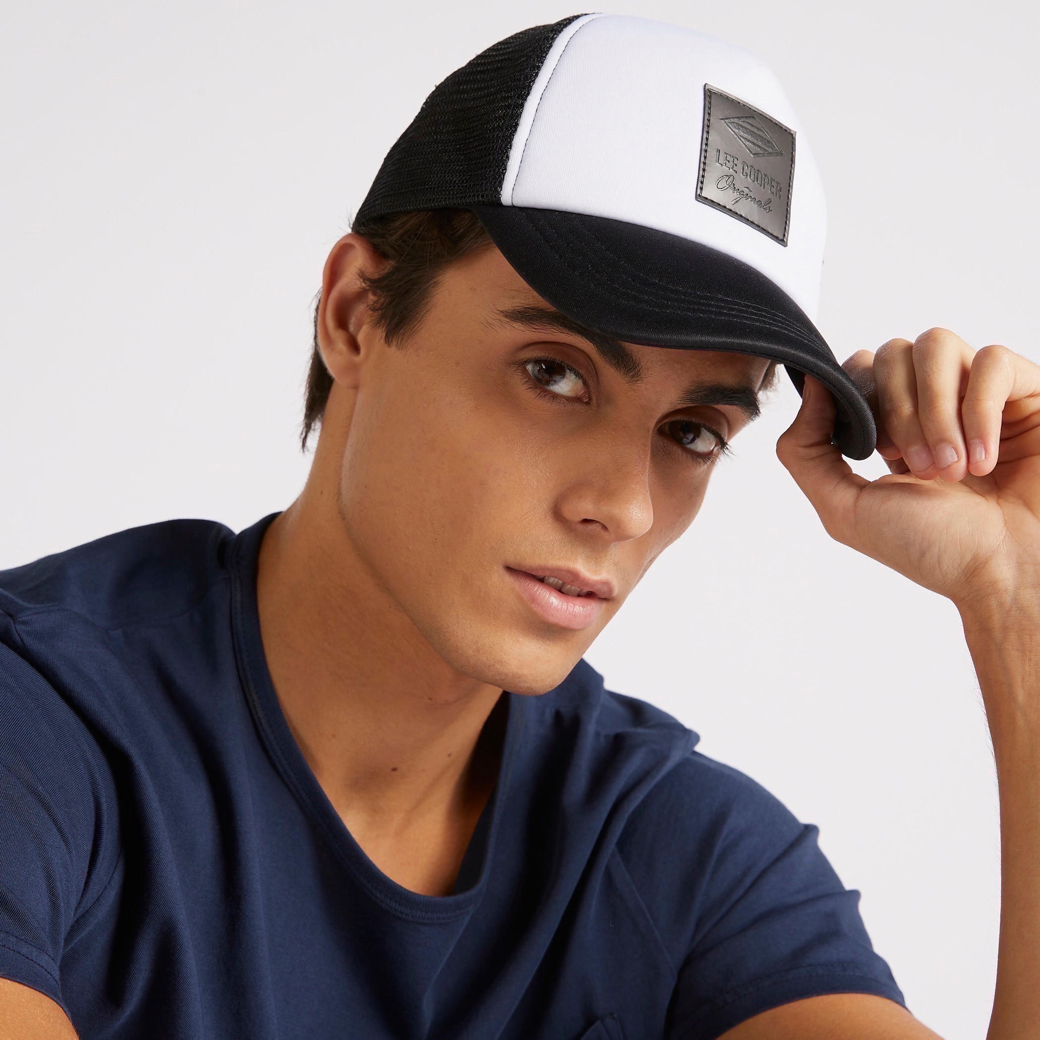 Lee Cooper Snap Back Closure Cap with Mesh and Applique Detail-men-caps-image-2