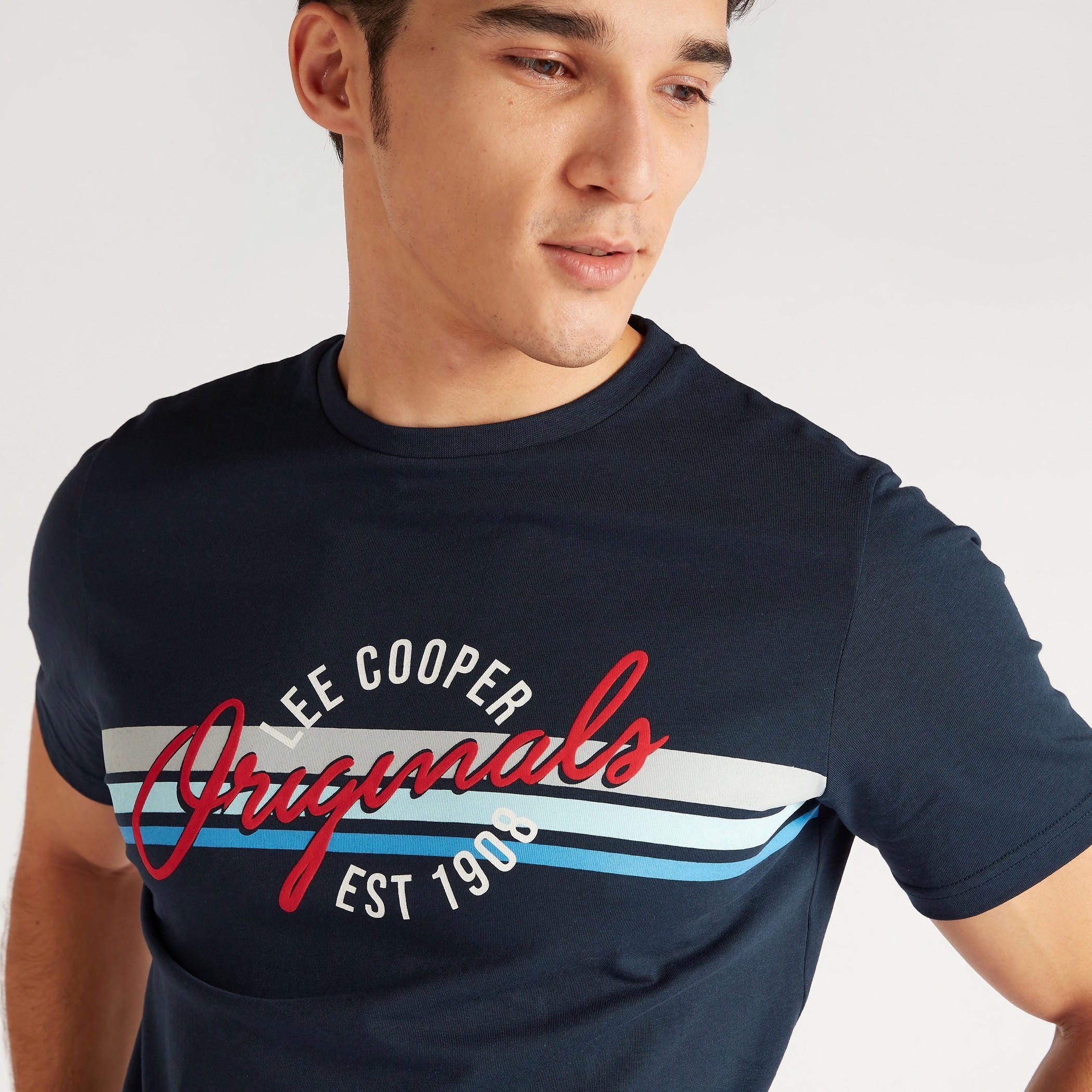 Lee Cooper Printed Crew Neck T-shirt with Short Sleeves-men-clothing-tshirtsandpolos-tshirts-image-3