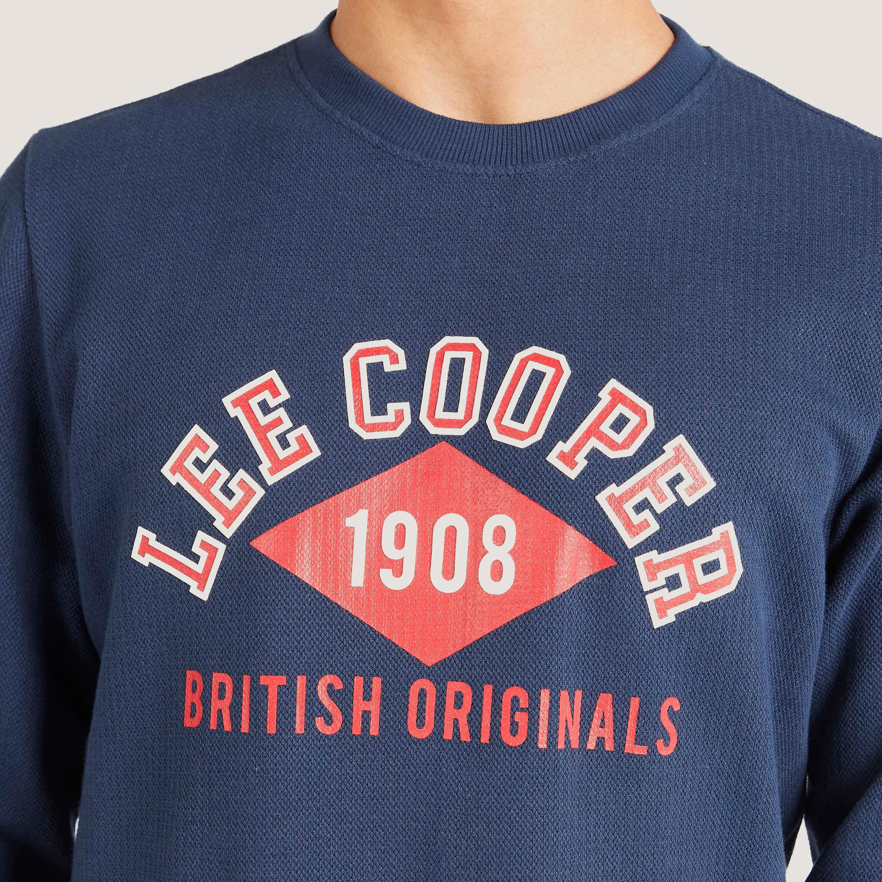 Lee Cooper Printed Crew Neck Sweatshirt with Long Sleeves-men-winterwear-hoodiesandsweatshirts-image-4