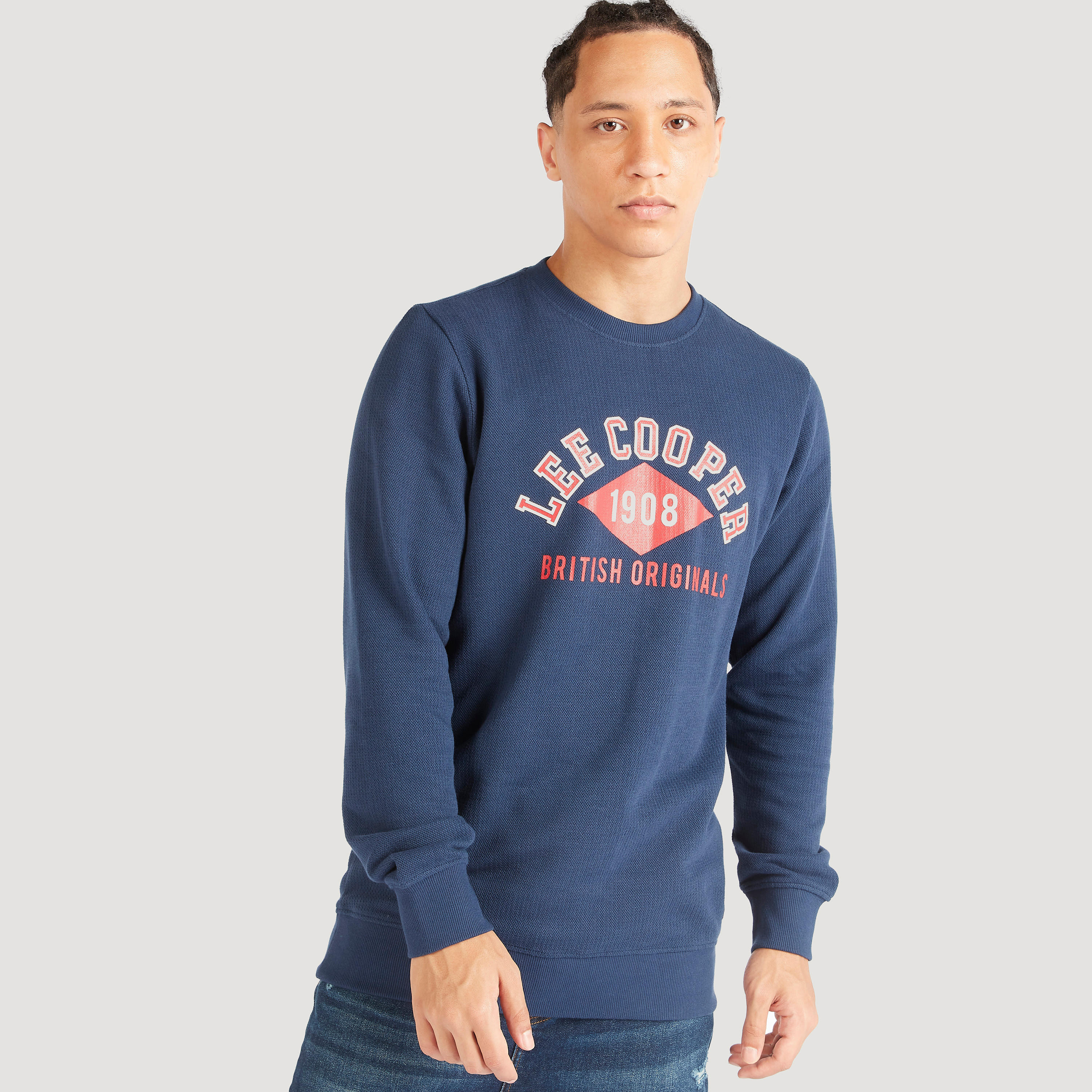 Lee Cooper Printed Crew Neck Sweatshirt with Long Sleeves-men-winterwear-hoodiesandsweatshirts-image-5