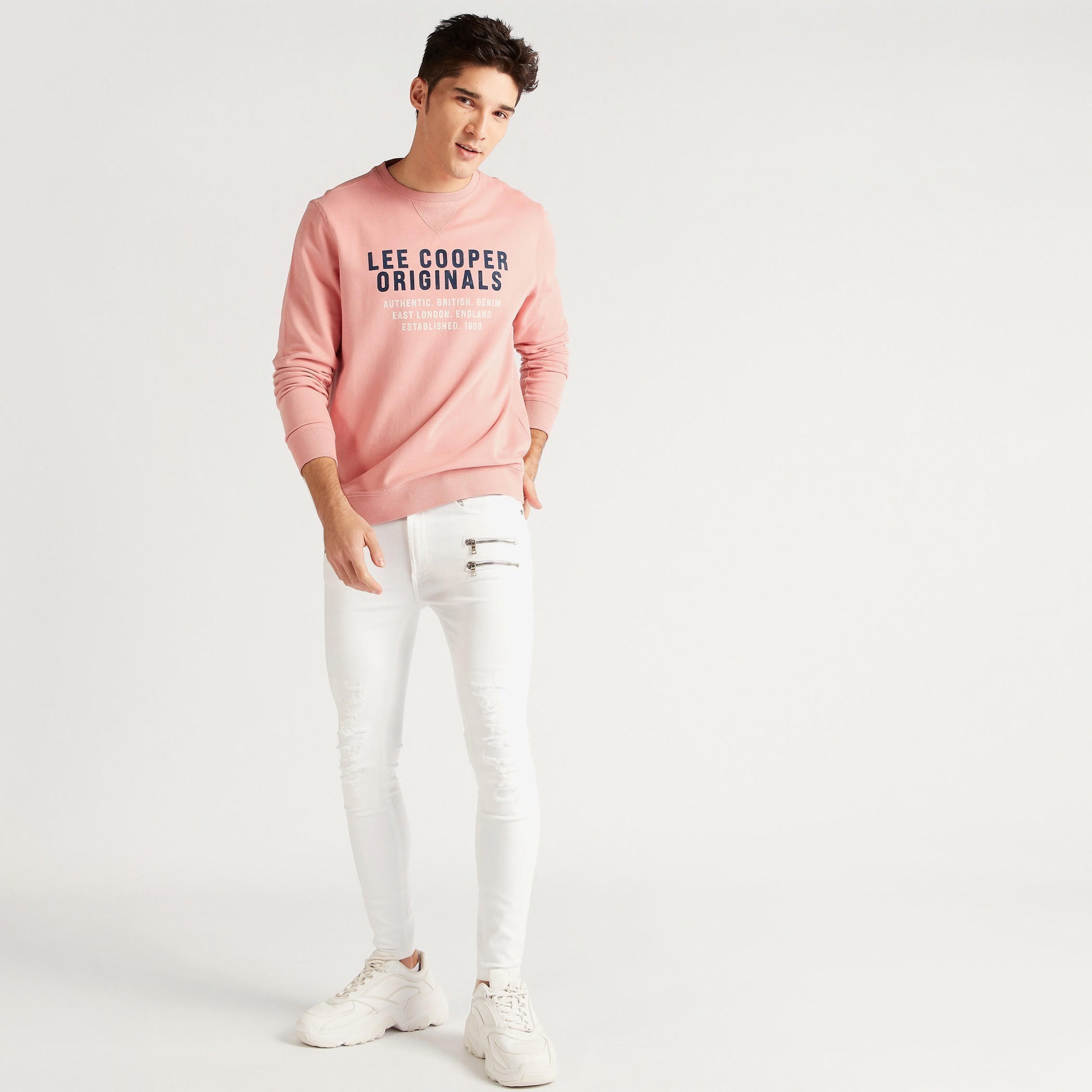 Lee Cooper Printed Crew Neck Sweatshirt with Long Sleeves-men-winterwear-hoodiesandsweatshirts-image-2
