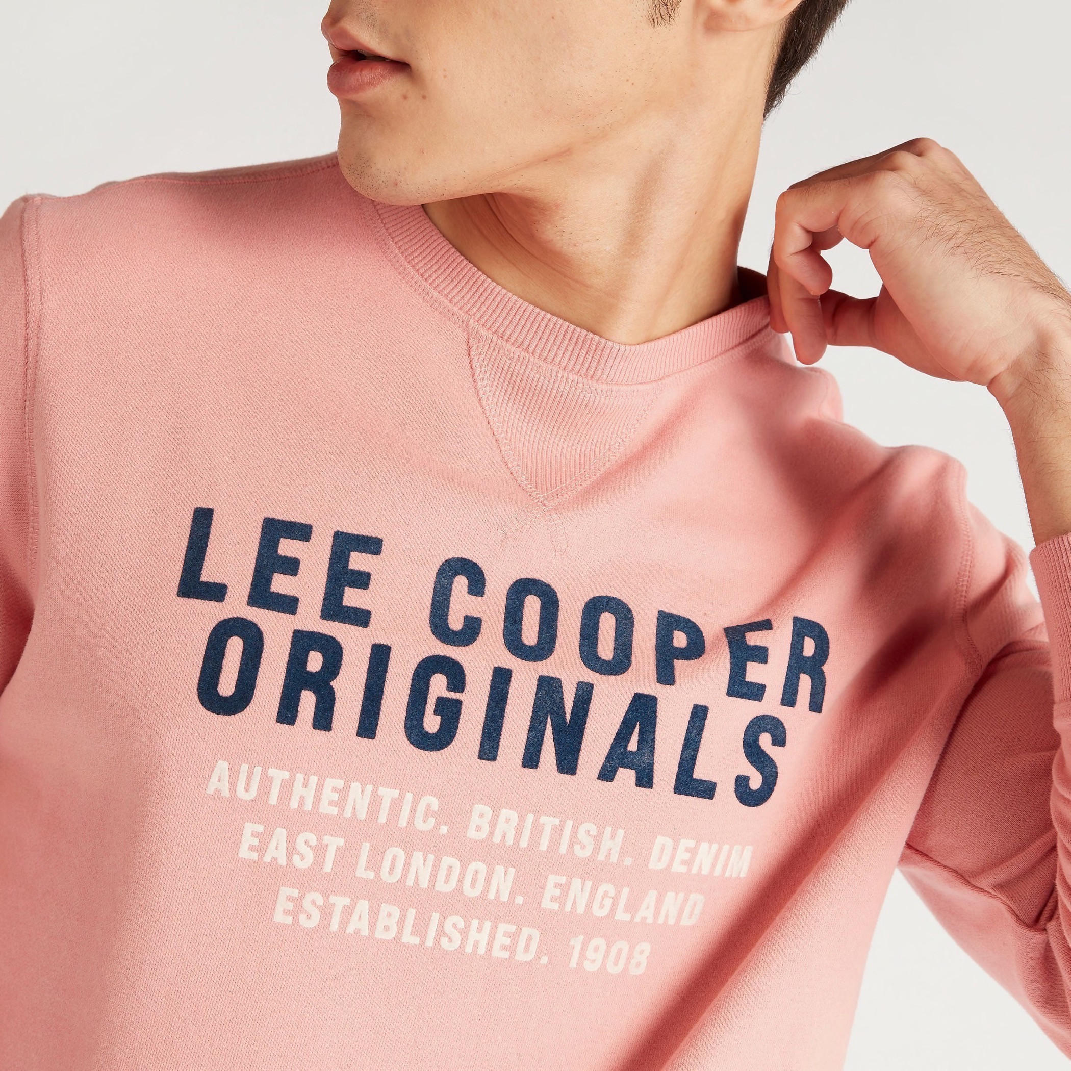 Lee Cooper Printed Crew Neck Sweatshirt with Long Sleeves-men-winterwear-hoodiesandsweatshirts-image-3