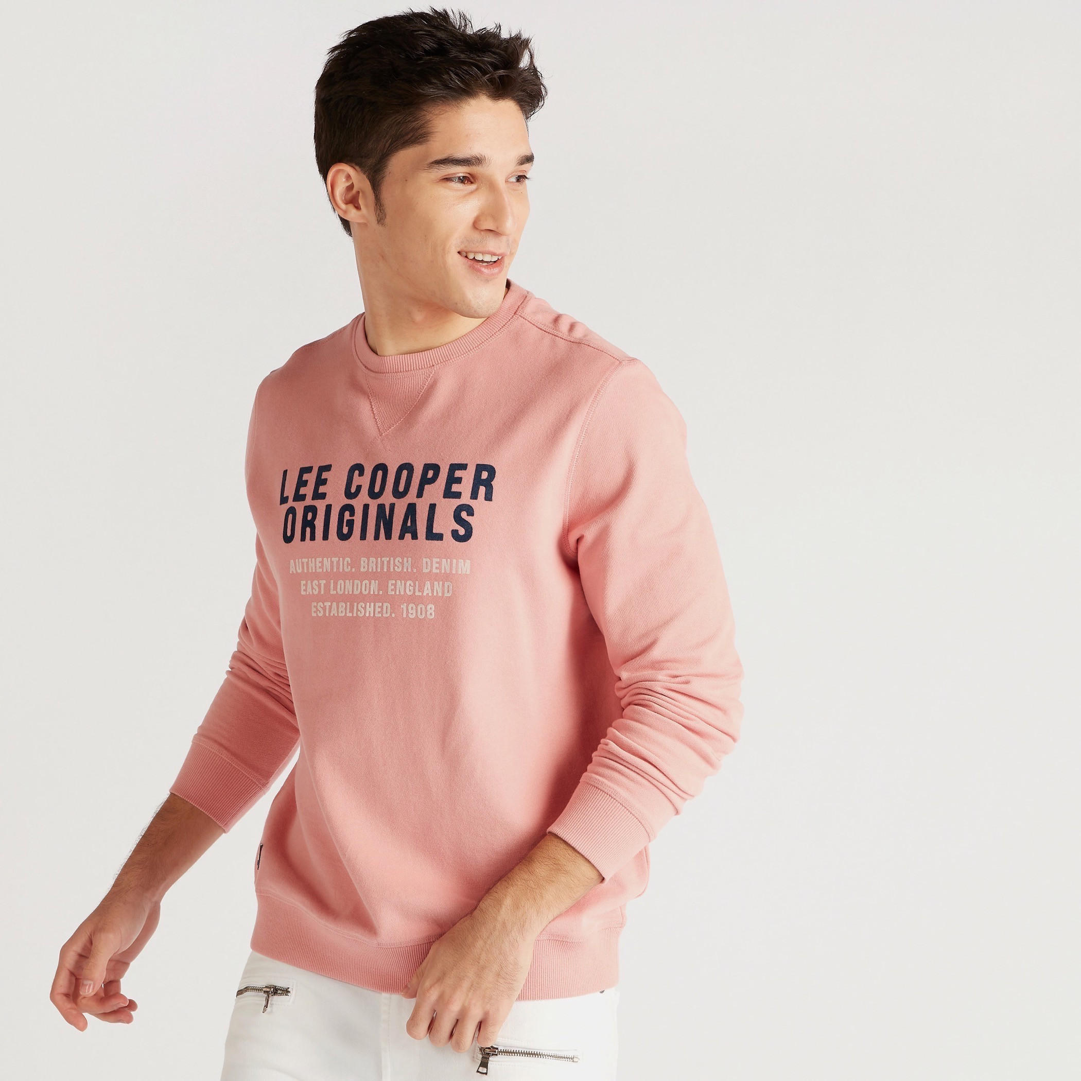 Lee Cooper Printed Crew Neck Sweatshirt with Long Sleeves-men-winterwear-hoodiesandsweatshirts-image-5