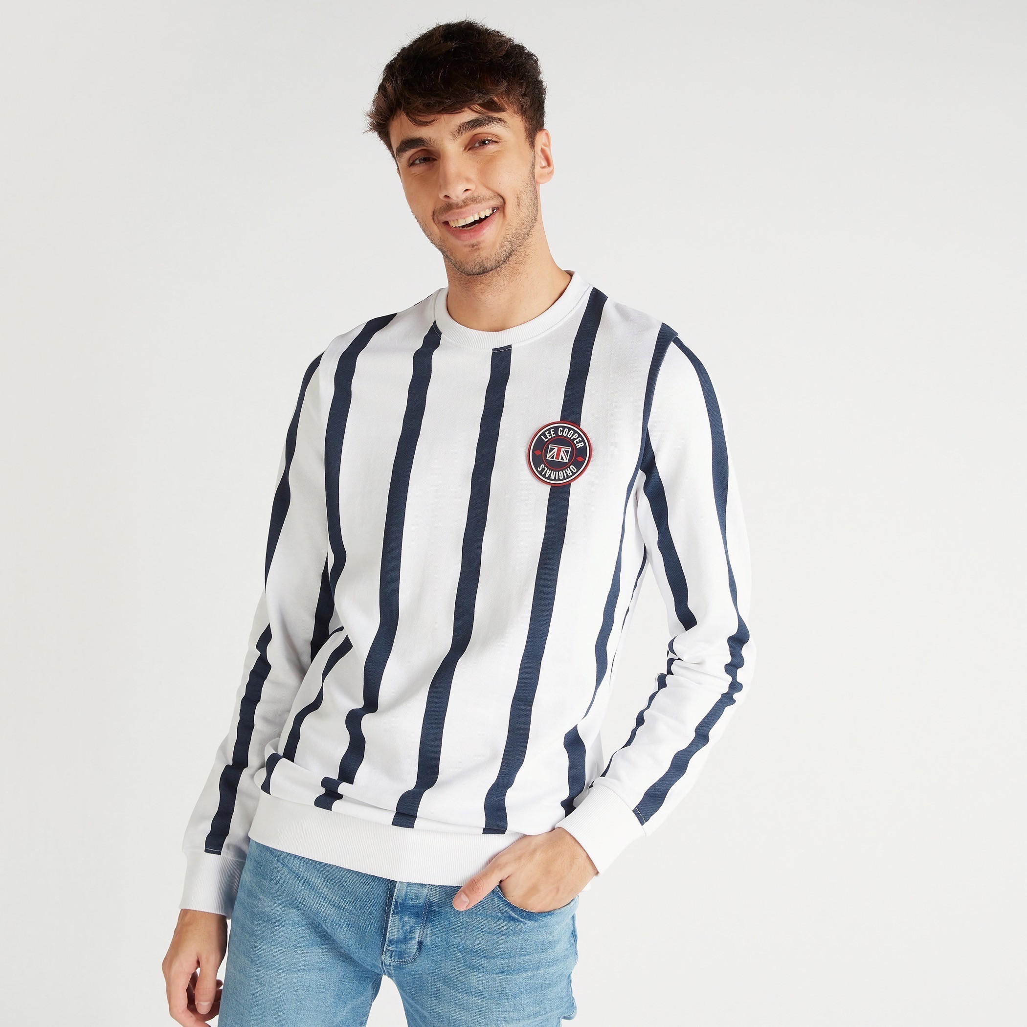 Lee Cooper Printed Crew Neck Sweatshirt with Long Sleeves-men-winterwear-hoodiesandsweatshirts-image-3