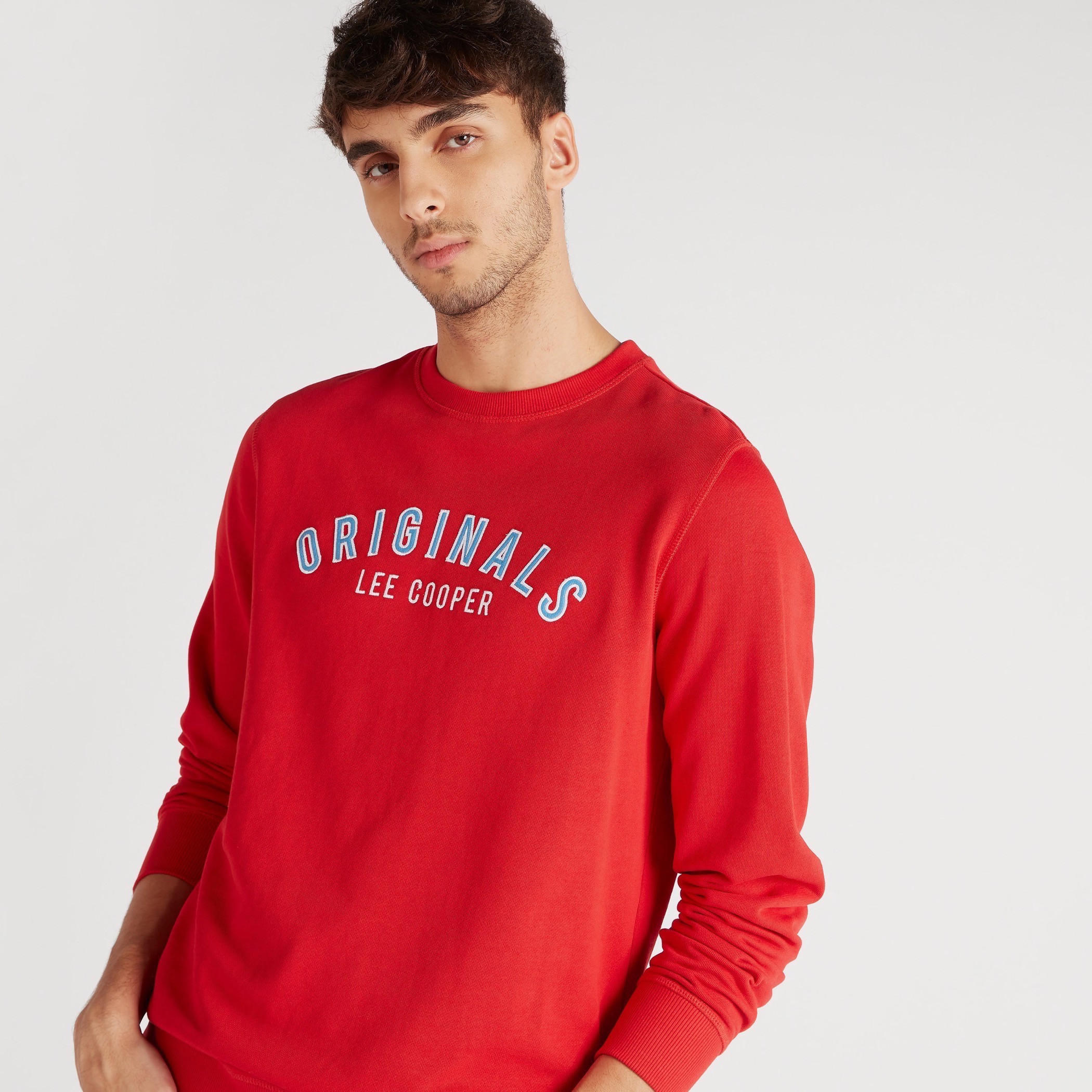 Lee Cooper Printed Crew Neck Sweatshirt with Long Sleeves-men-winterwear-hoodiesandsweatshirts-image-2