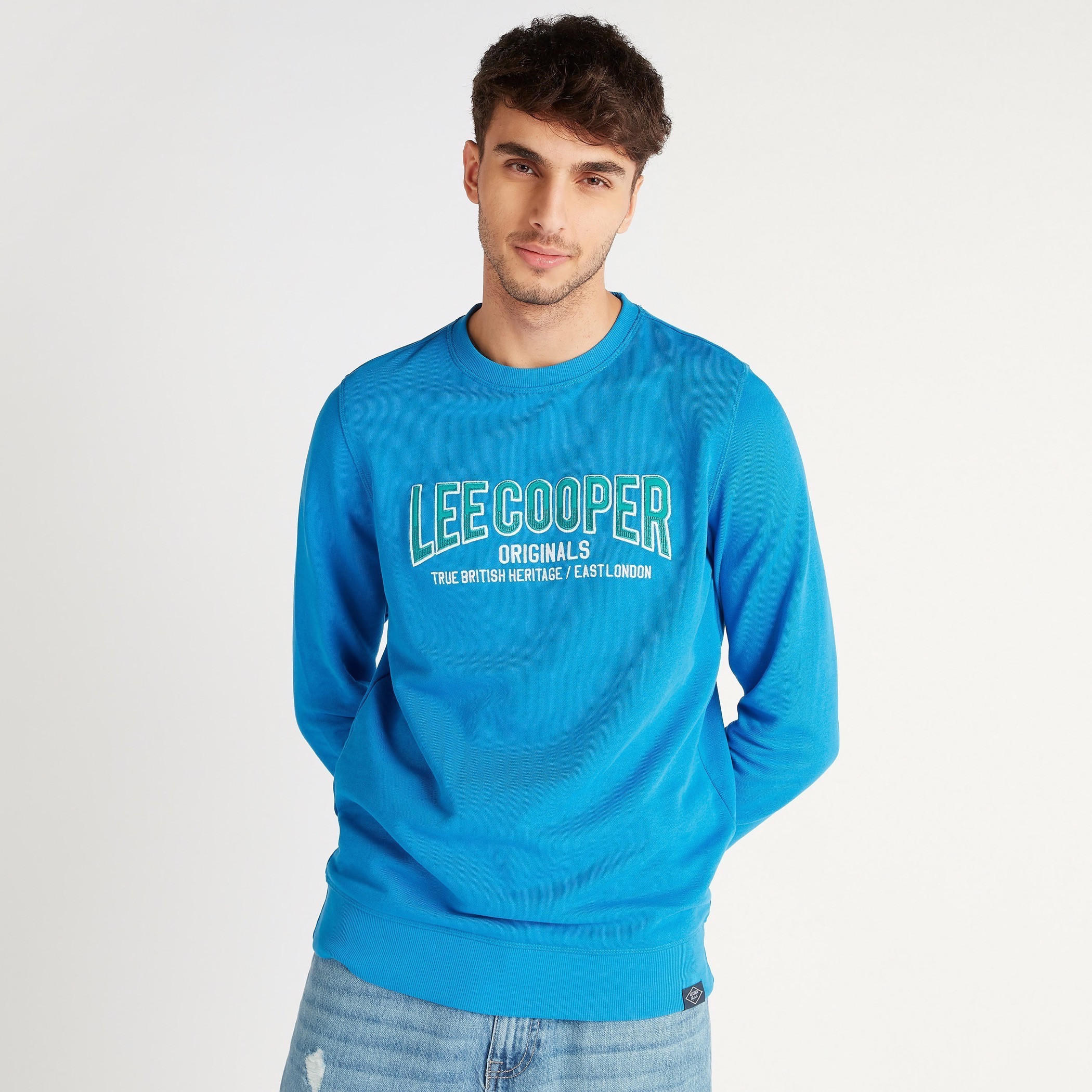 Lee Cooper Printed Crew Neck Sweatshirt with Long Sleeves-men-winterwear-hoodiesandsweatshirts-image-5