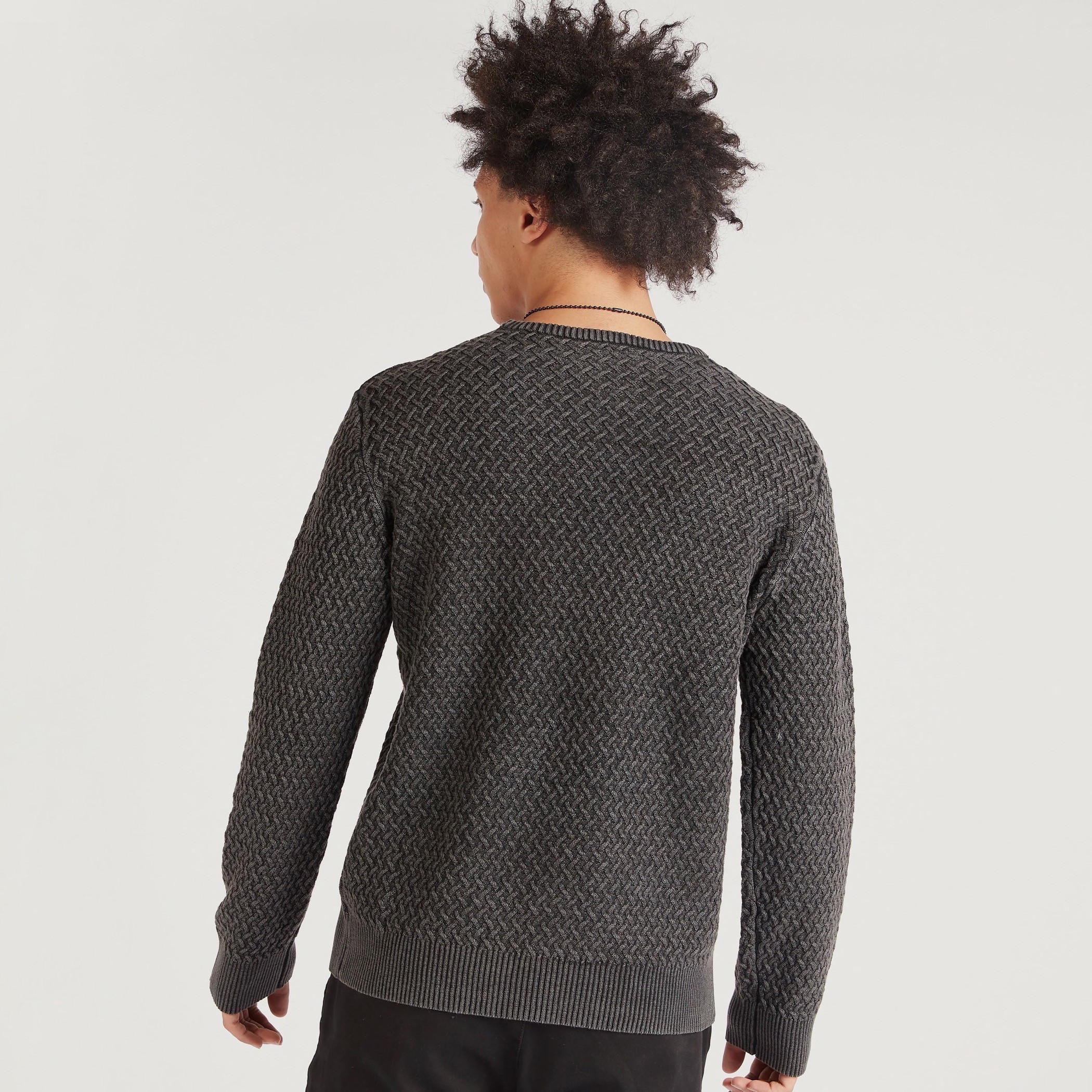 Lee Cooper Textured Crew Neck Sweatshirt with Long Sleeves-men-winterwear-hoodiesandsweatshirts-image-4
