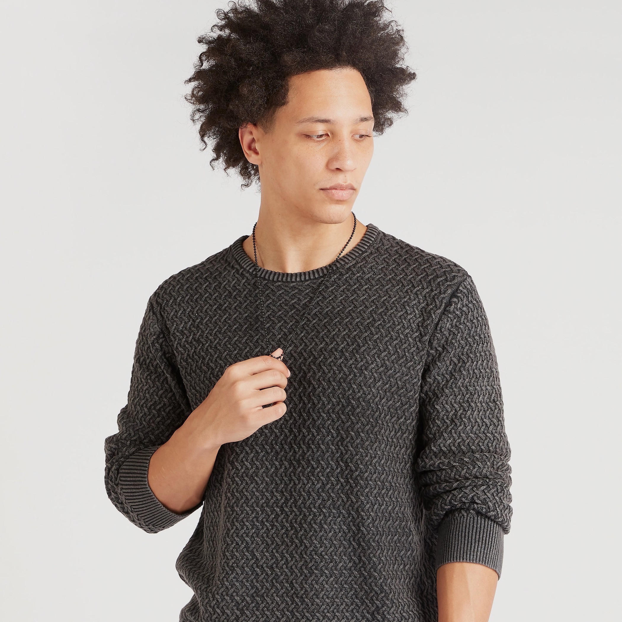 Lee Cooper Textured Crew Neck Sweatshirt with Long Sleeves-men-winterwear-hoodiesandsweatshirts-image-5