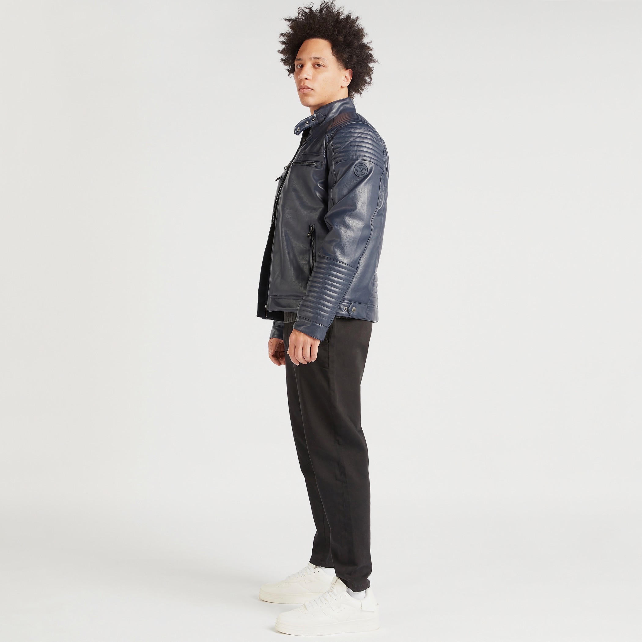 Lee Cooper Textured Biker Jacket with Long Sleeves and Pockets-men-clothing-jacketsandblazers-jackets-image-2
