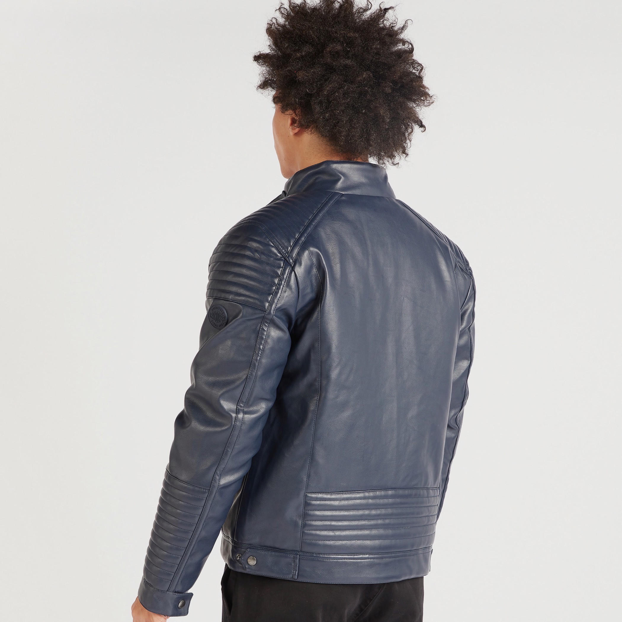 Lee Cooper Textured Biker Jacket with Long Sleeves and Pockets-men-clothing-jacketsandblazers-jackets-image-4