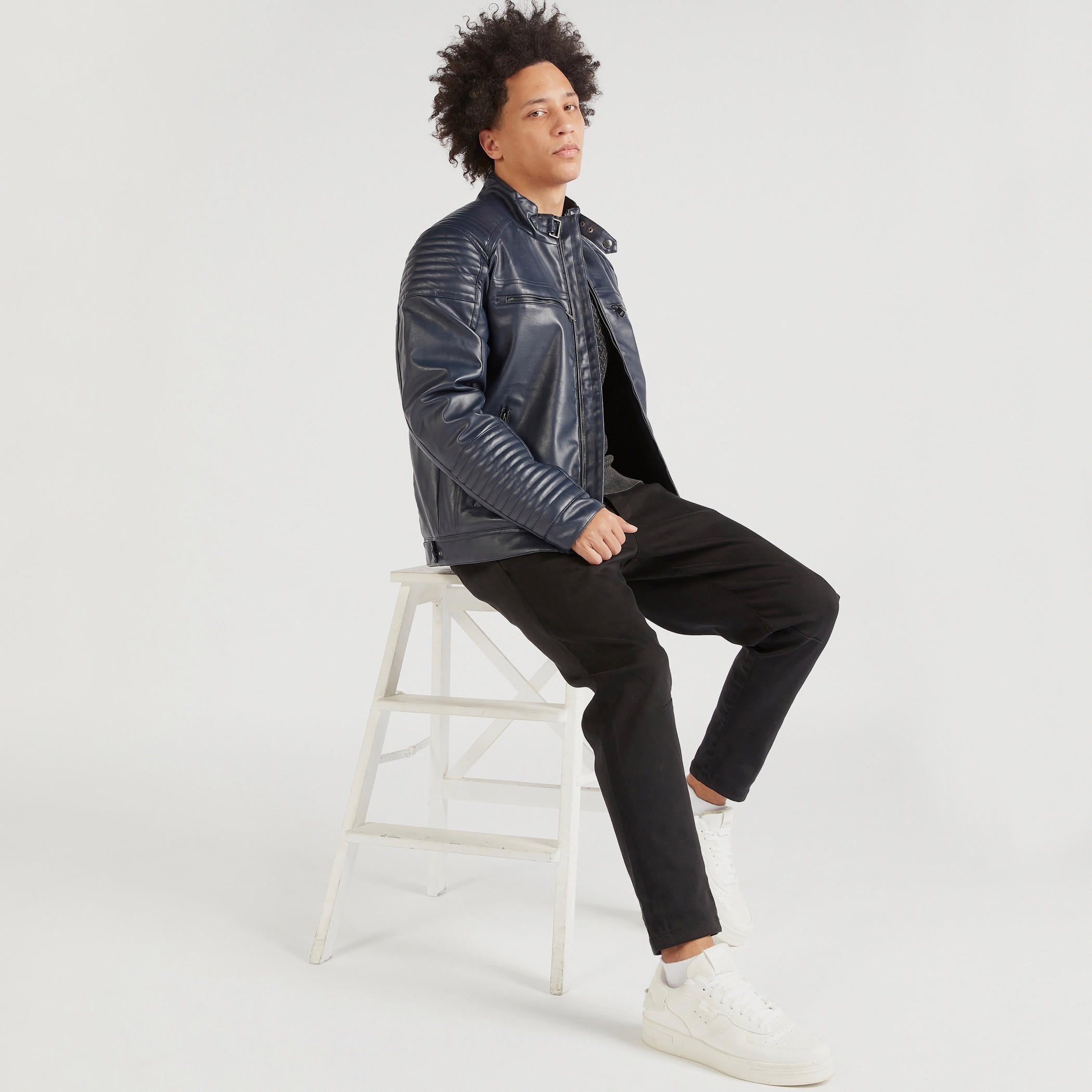 Lee Cooper Textured Biker Jacket with Long Sleeves and Pockets-men-clothing-jacketsandblazers-jackets-image-6