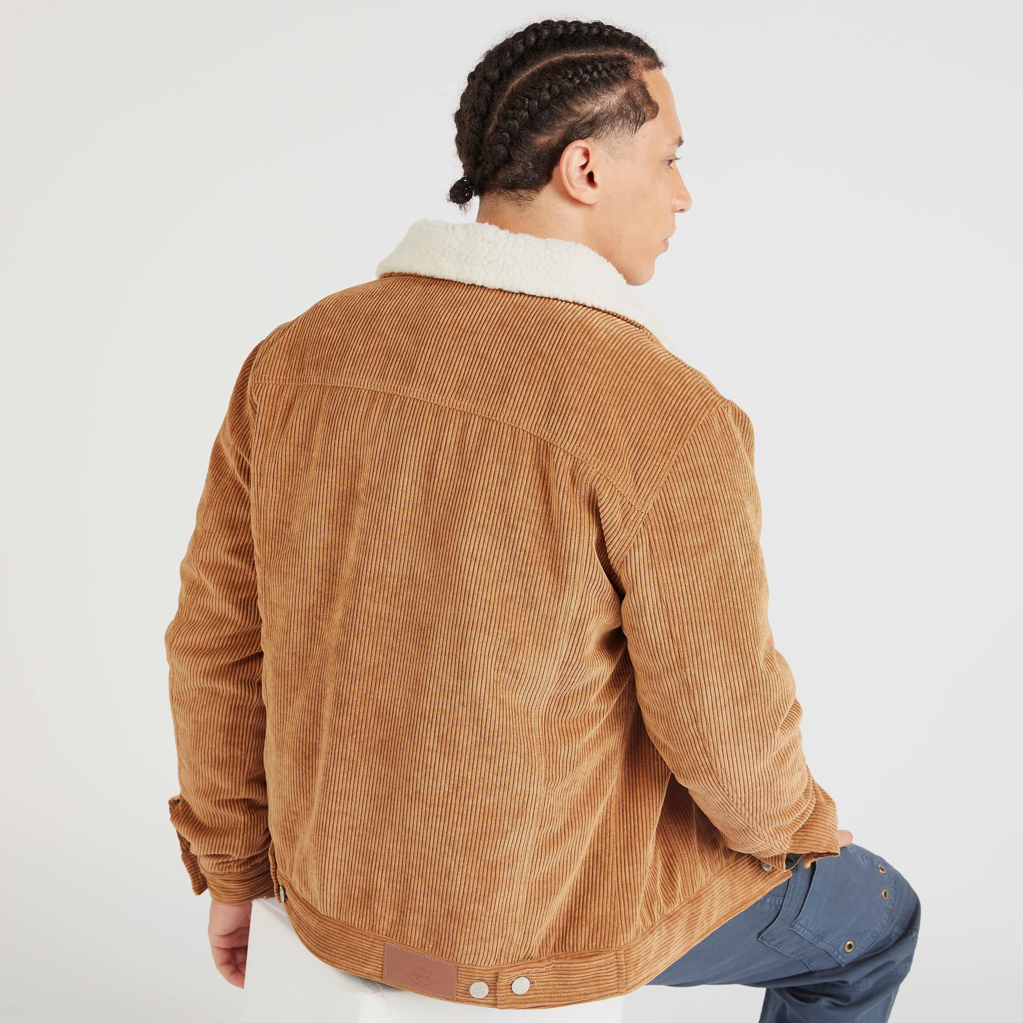 جاكيت بارز الملمس بأكمام طويلة وتفاصيل فرو من لي كوبر-men-clothing-jacketsandblazers-jackets-image-4