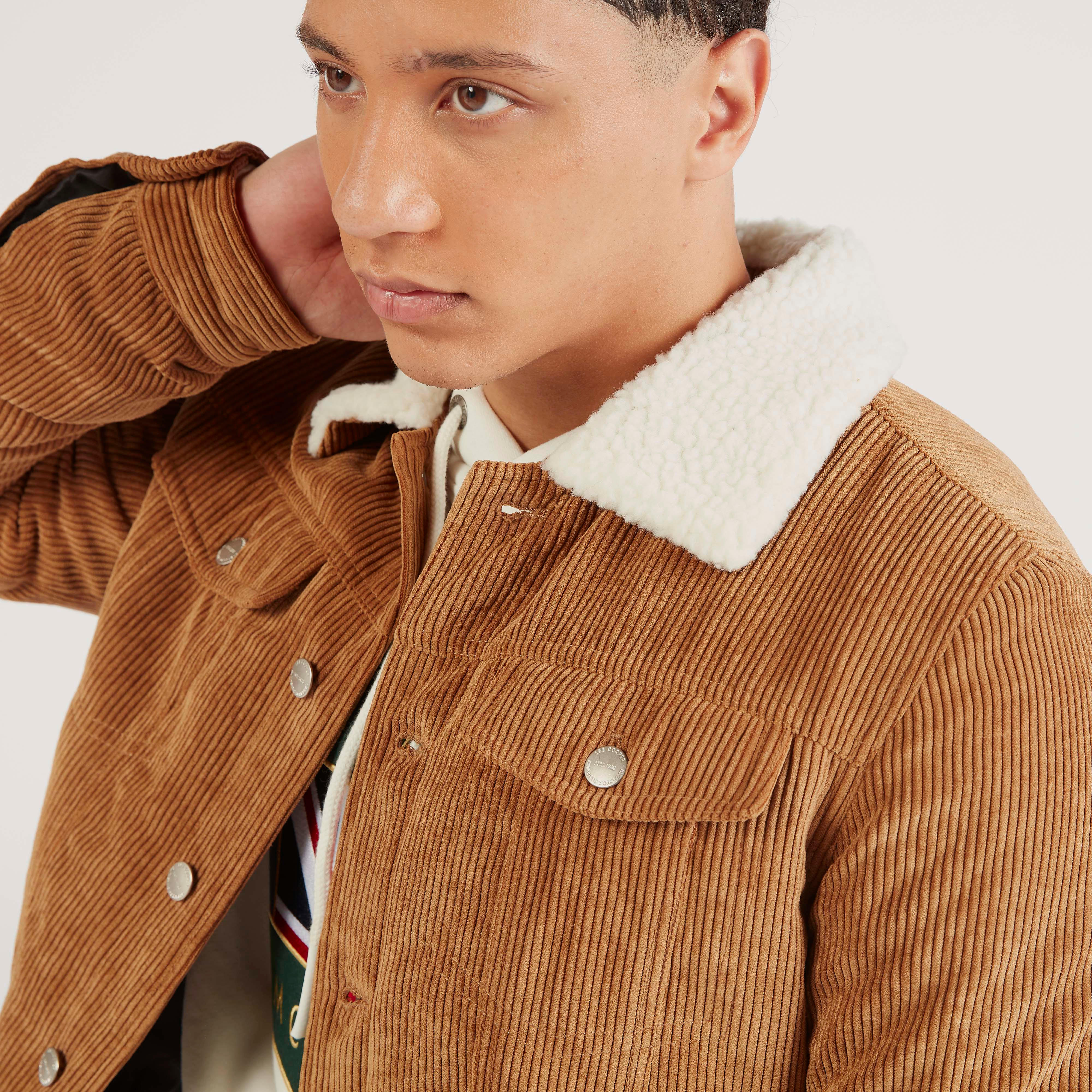 جاكيت بارز الملمس بأكمام طويلة وتفاصيل فرو من لي كوبر-men-clothing-jacketsandblazers-jackets-image-5
