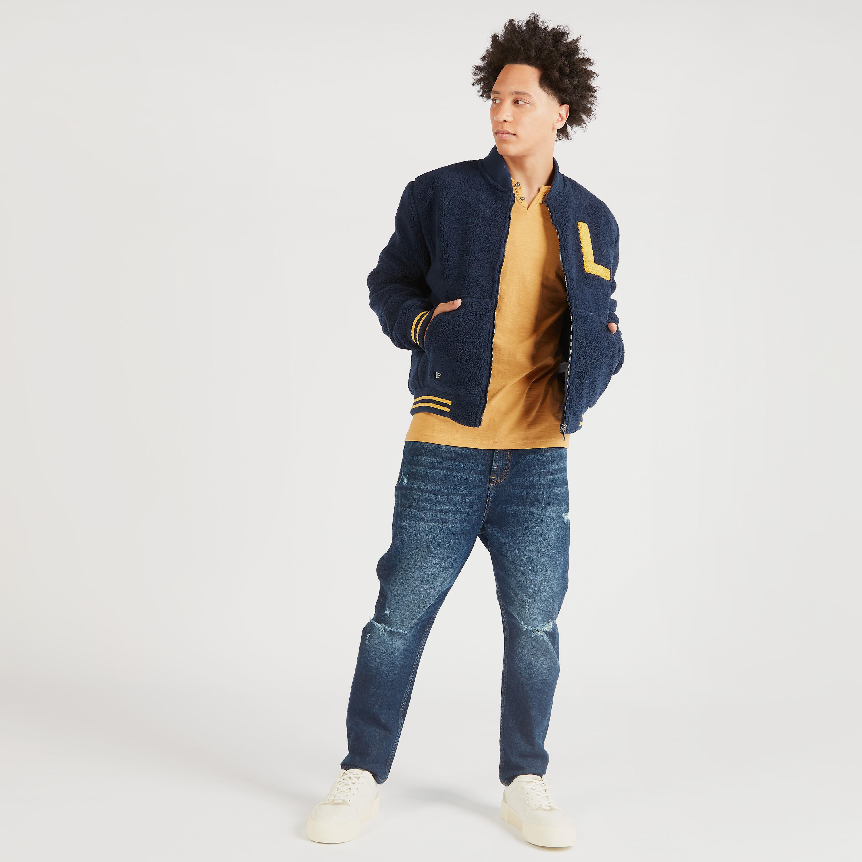 Lee Cooper Textured Bomber Jacket with Pockets-men-clothing-jacketsandblazers-jackets-image-2