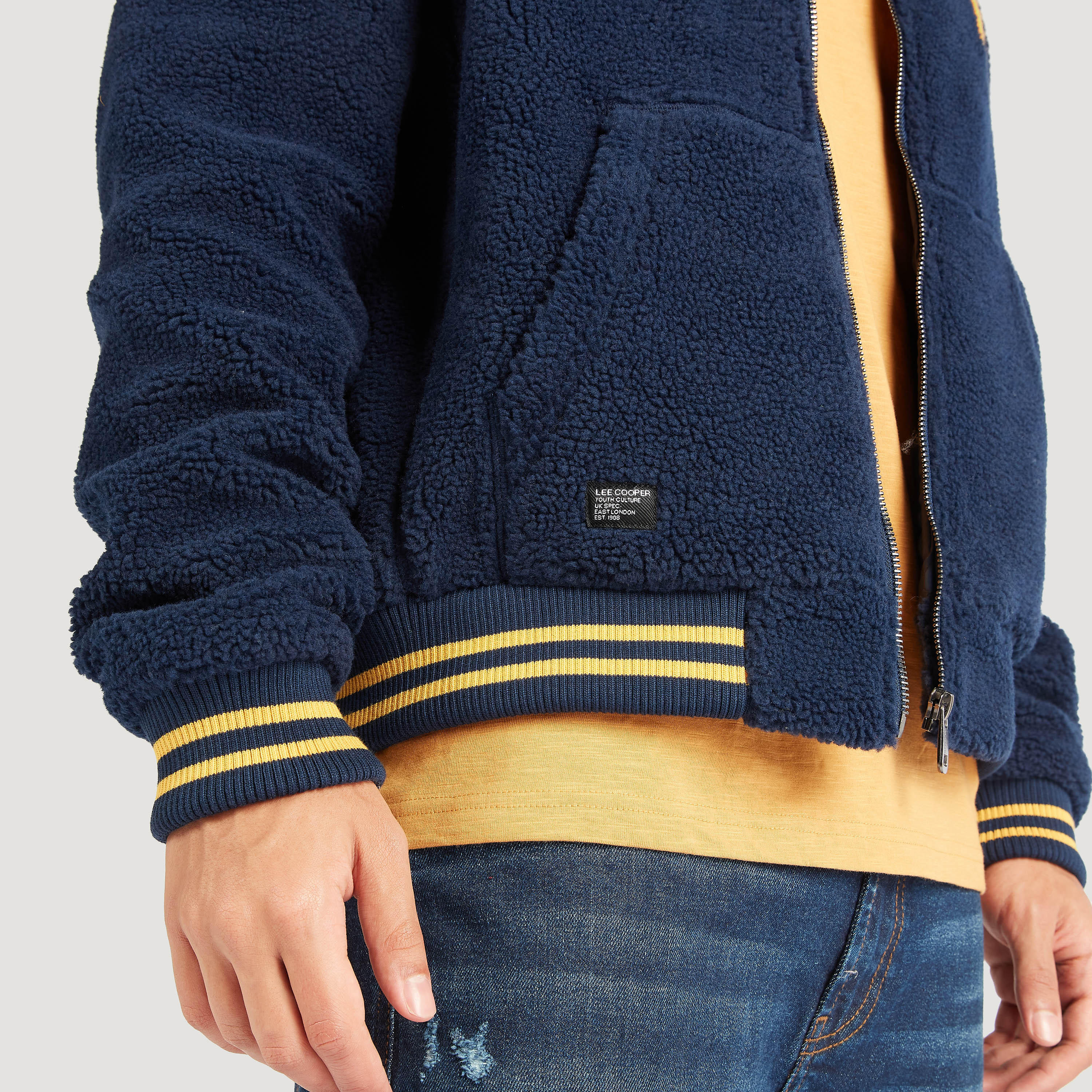 Lee Cooper Textured Bomber Jacket with Pockets-men-clothing-jacketsandblazers-jackets-image-3