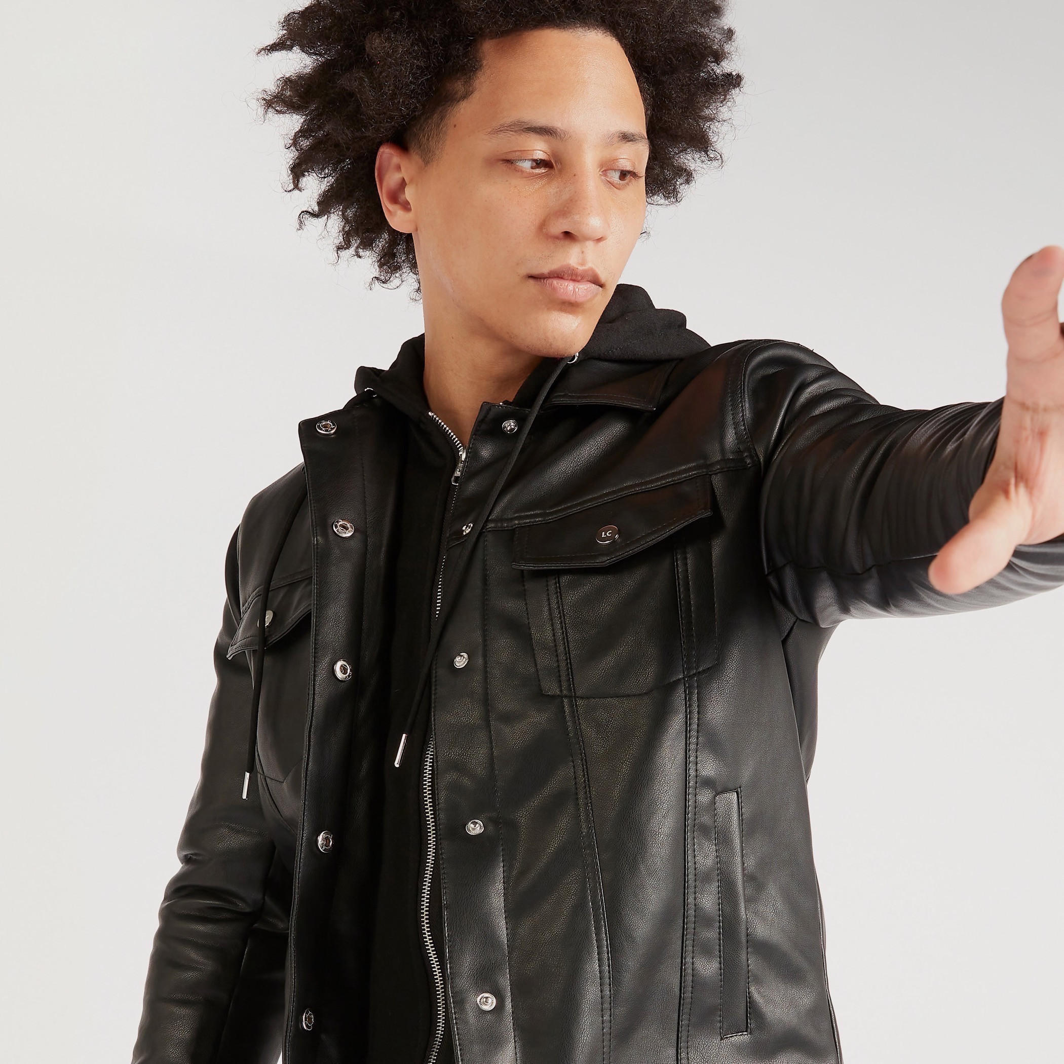 جاكيت سادة بسحّاب وأكمام طويلة وياقة بقبعة من لي كوبر-men-clothing-jacketsandblazers-jackets-image-1