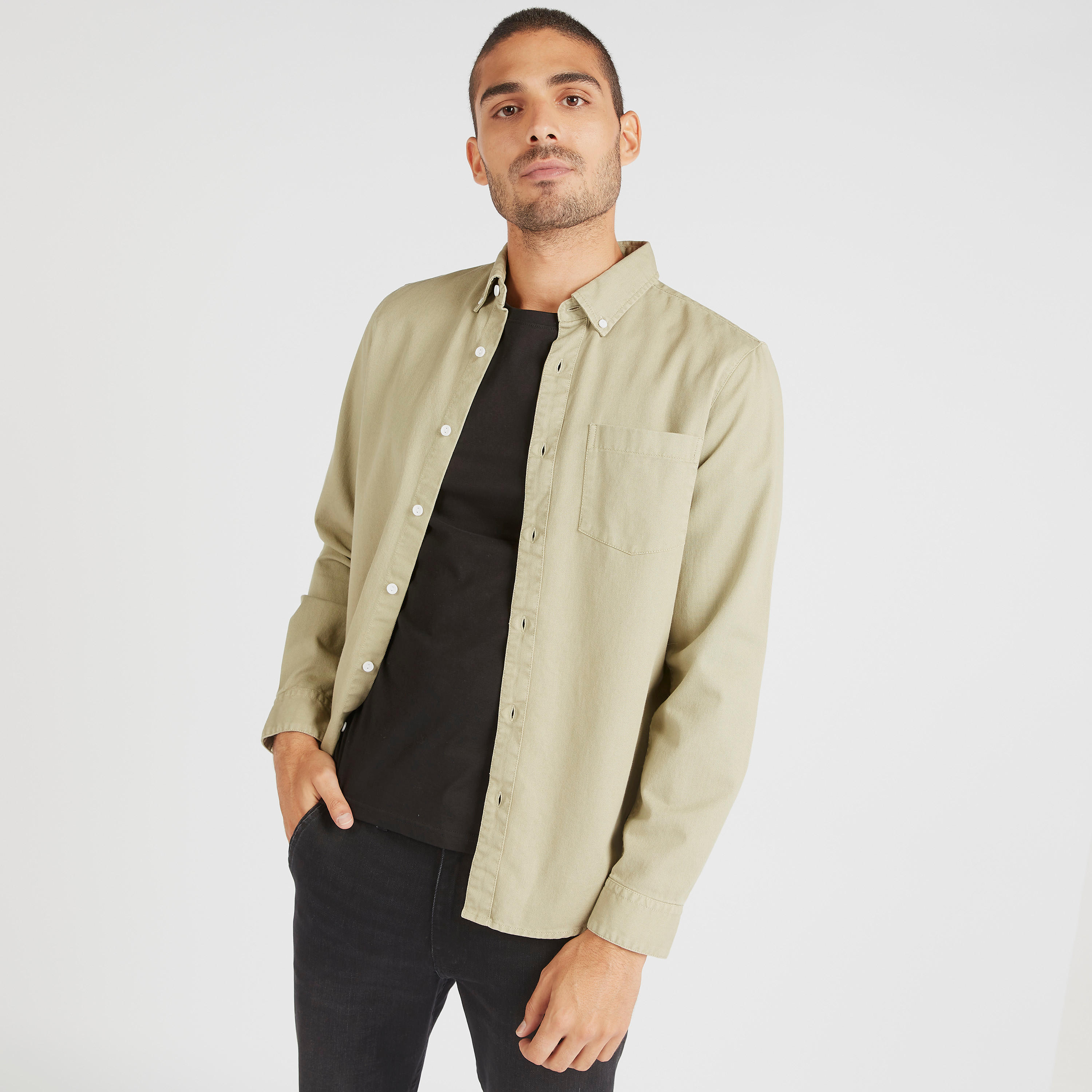 Lee Cooper Solid Shirt with Long Sleeves and Pocket-men-clothing-shirts-image-1