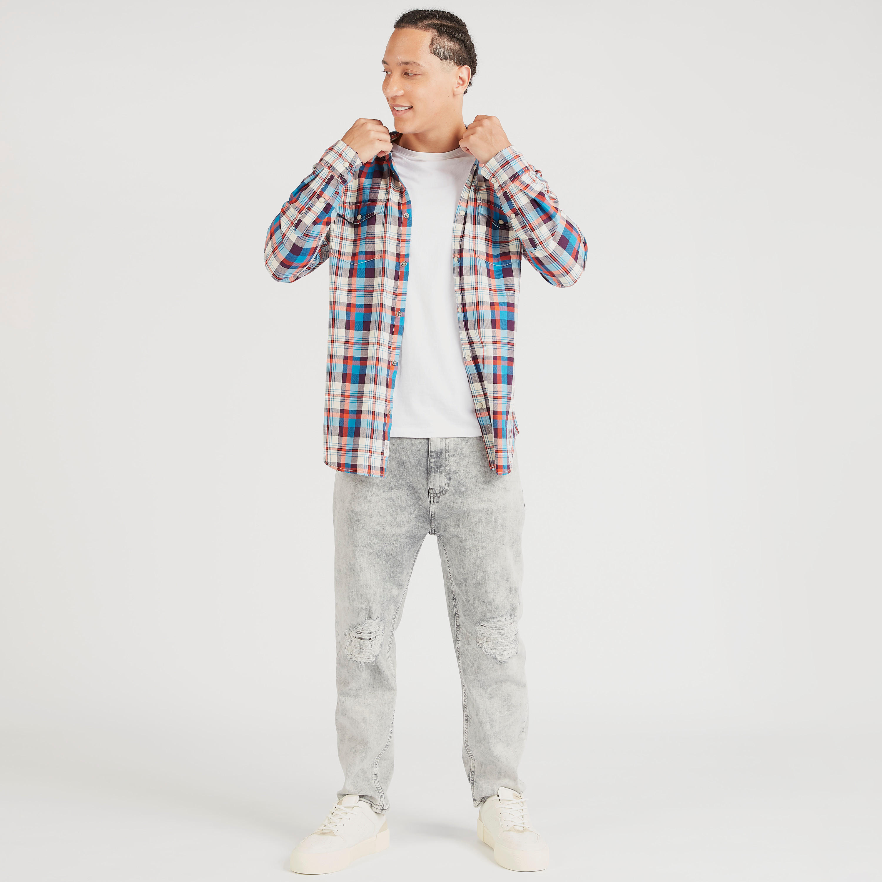 قميص كاروهات بأكمام طويلة وجيوب من لي كوبر-men-clothing-shirts-image-2