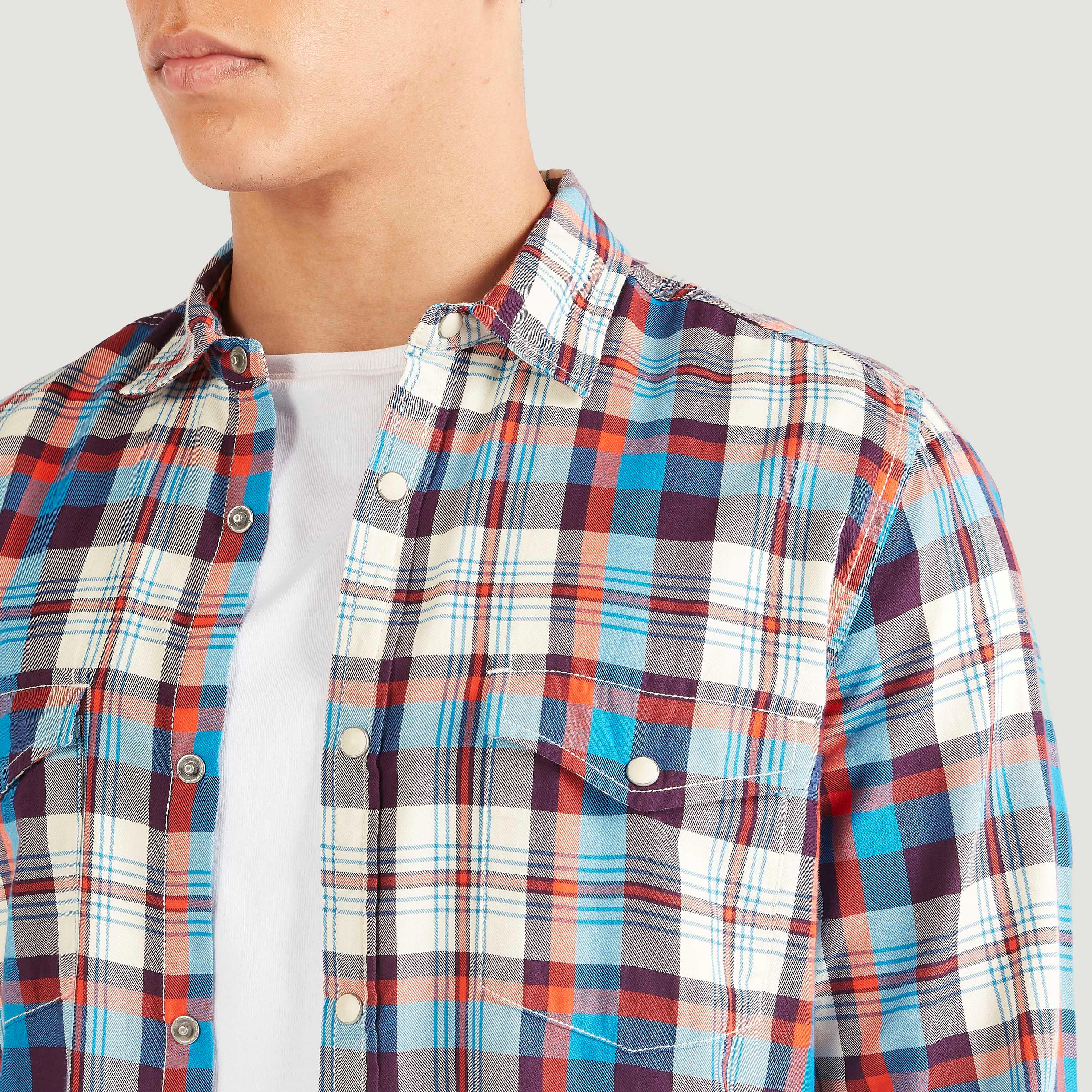 قميص كاروهات بأكمام طويلة وجيوب من لي كوبر-men-clothing-shirts-image-3