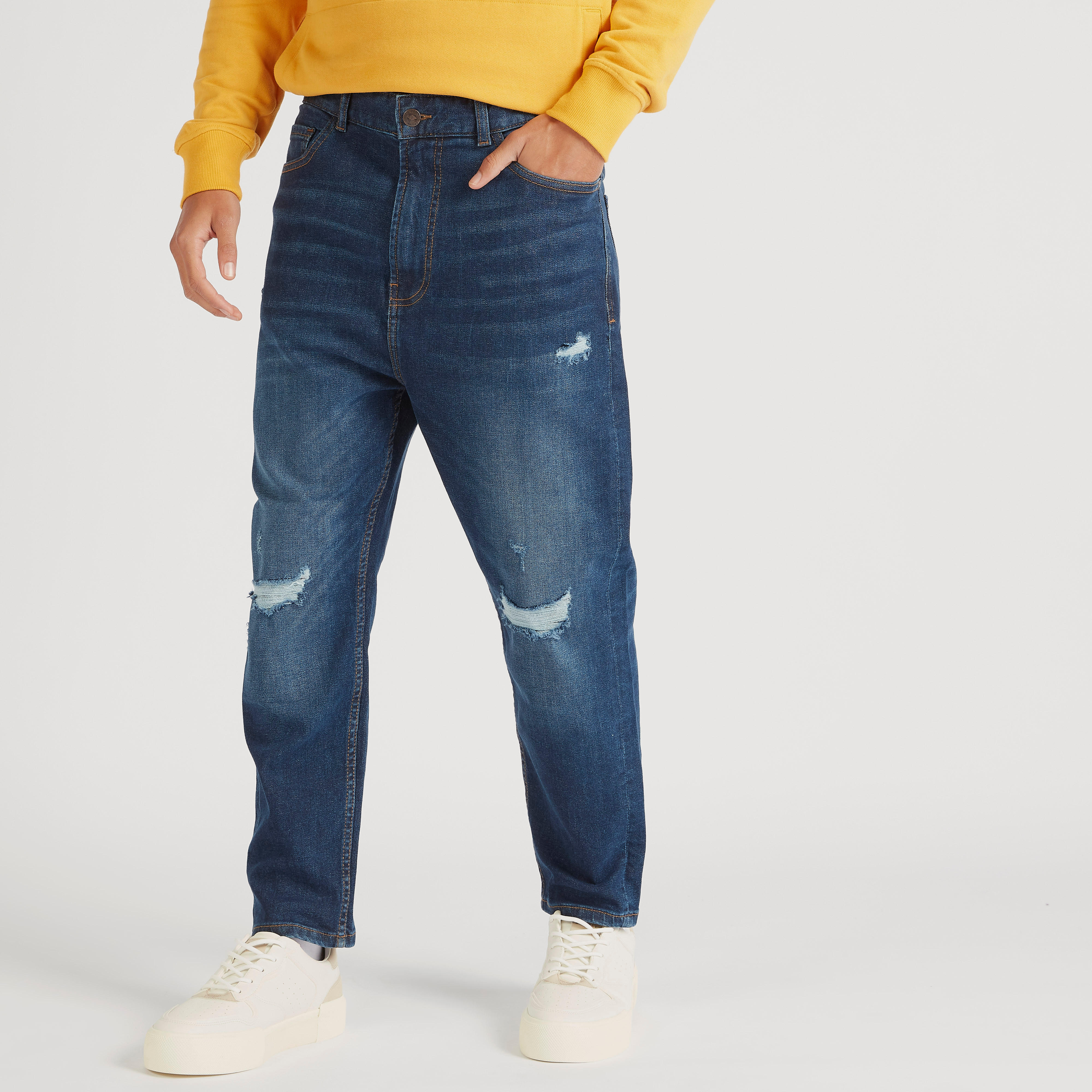 Lee Cooper Distressed Mid-Rise Jeans with Pockets-men-clothing-bottoms-jeans-image-1