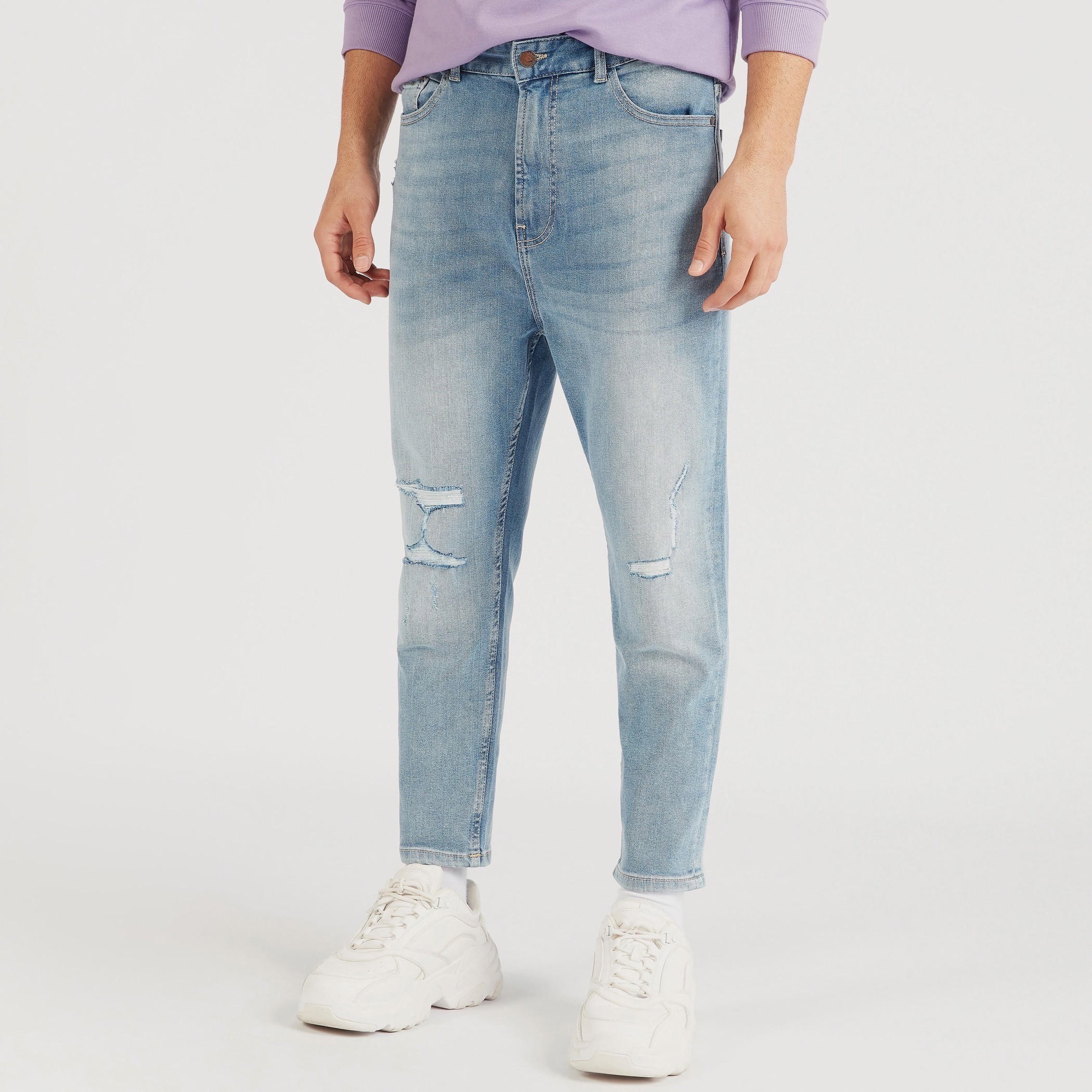 بنطلون جينز ممزّق بقصّة سليم وخصر متوسط الارتفاع وجيوب من لي كوبر-men-clothing-bottoms-jeans-image-4