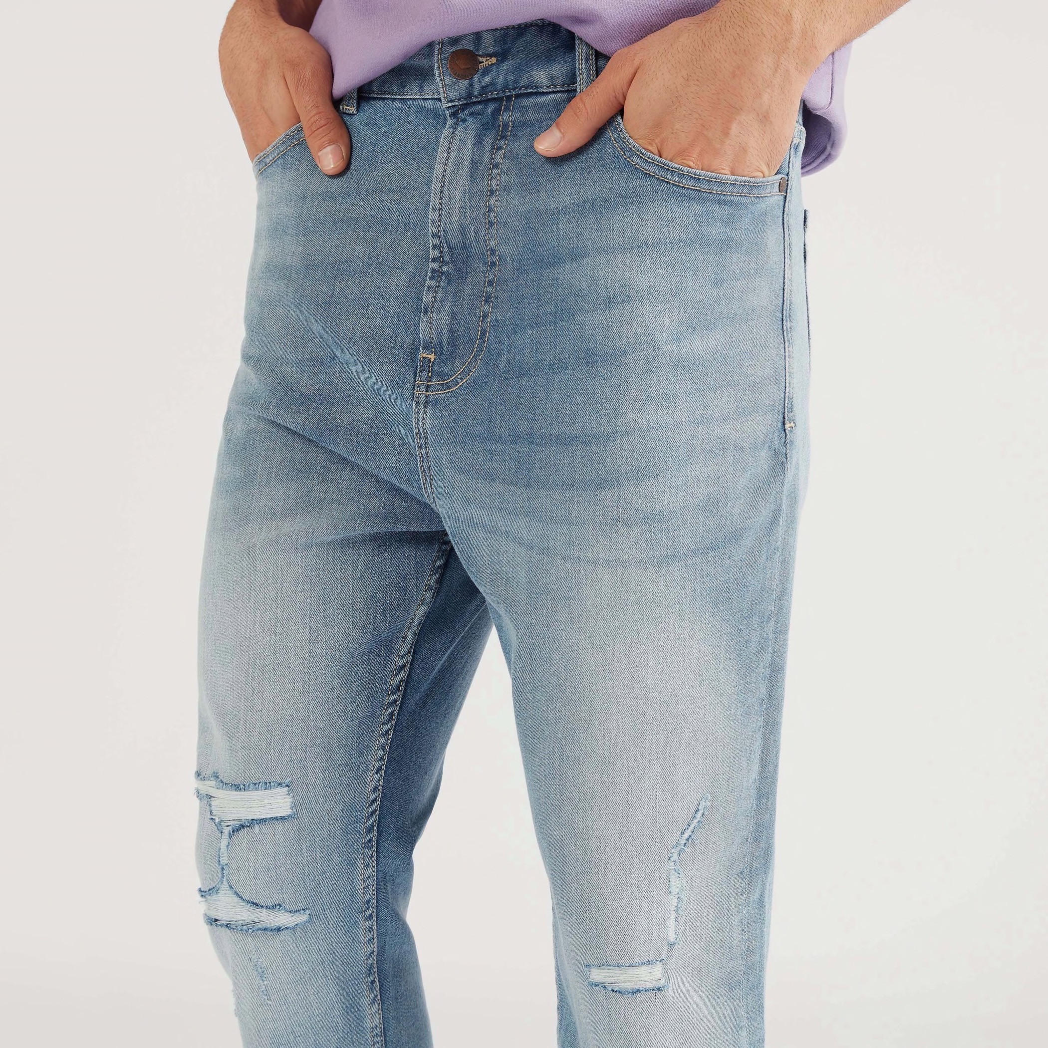 بنطلون جينز ممزّق بقصّة سليم وخصر متوسط الارتفاع وجيوب من لي كوبر-men-clothing-bottoms-jeans-image-2