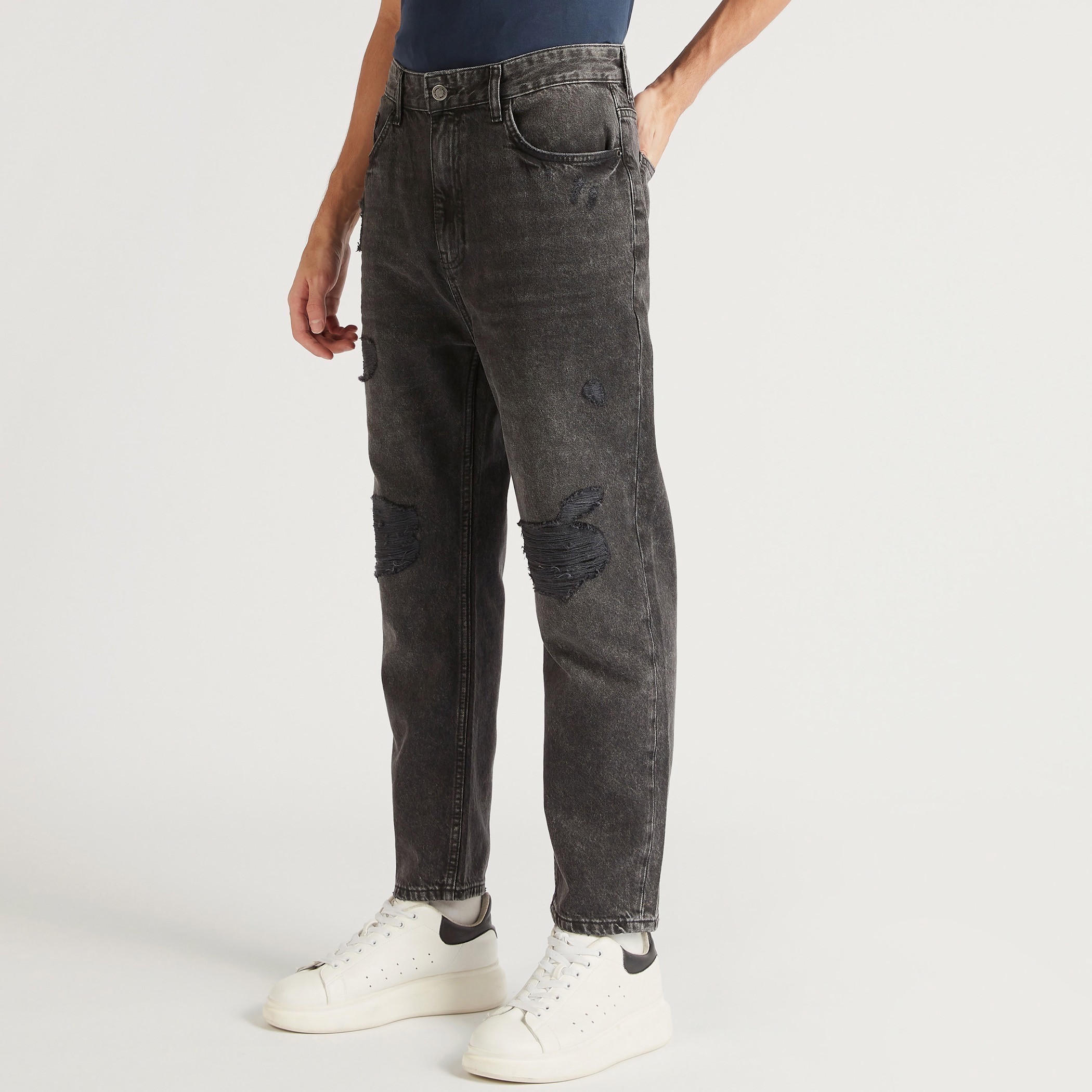 بنطلون جينز دينم مضلع بزر إغلاق وجيوب من لي كوبر-men-clothing-bottoms-jeans-image-1