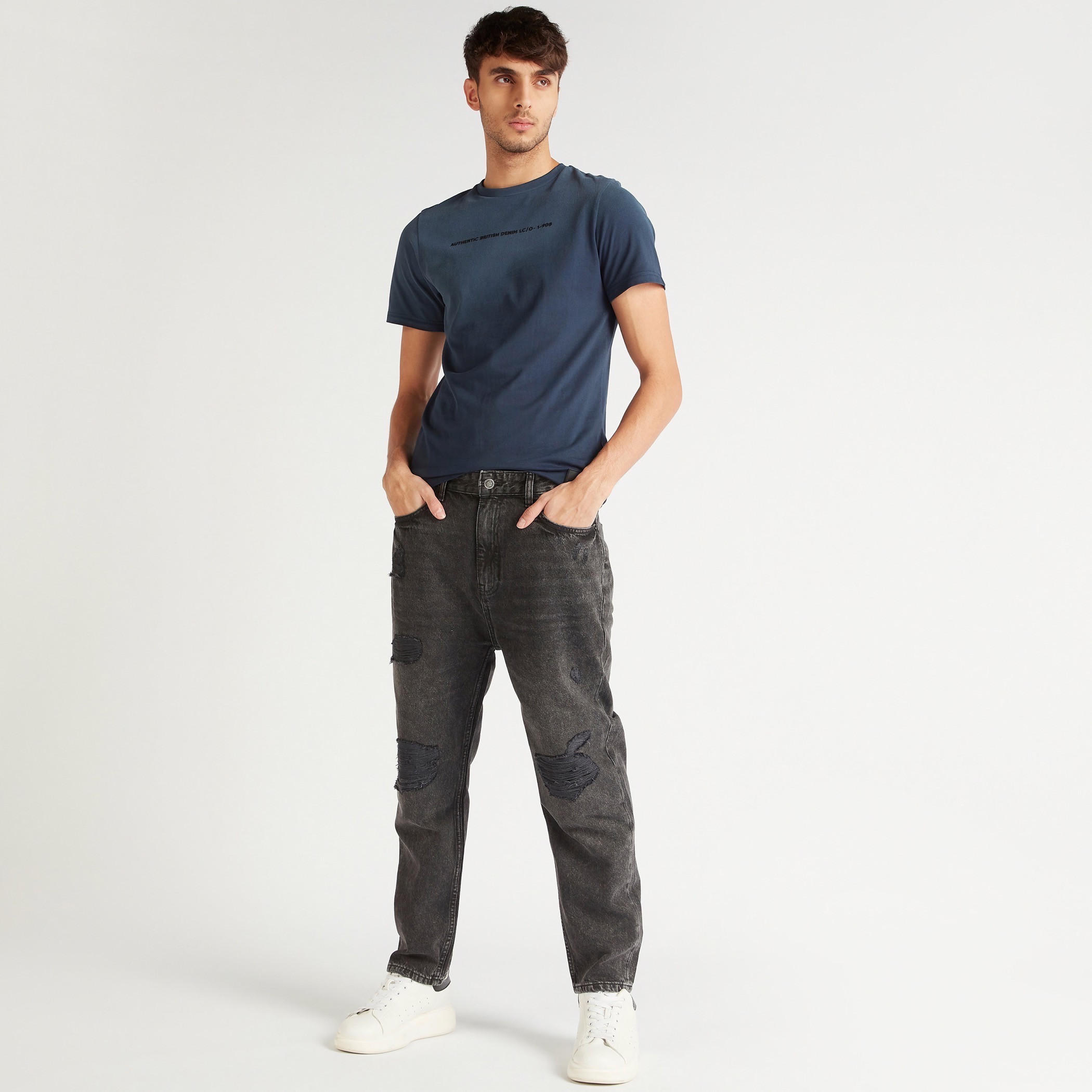 بنطلون جينز دينم مضلع بزر إغلاق وجيوب من لي كوبر-men-clothing-bottoms-jeans-image-2
