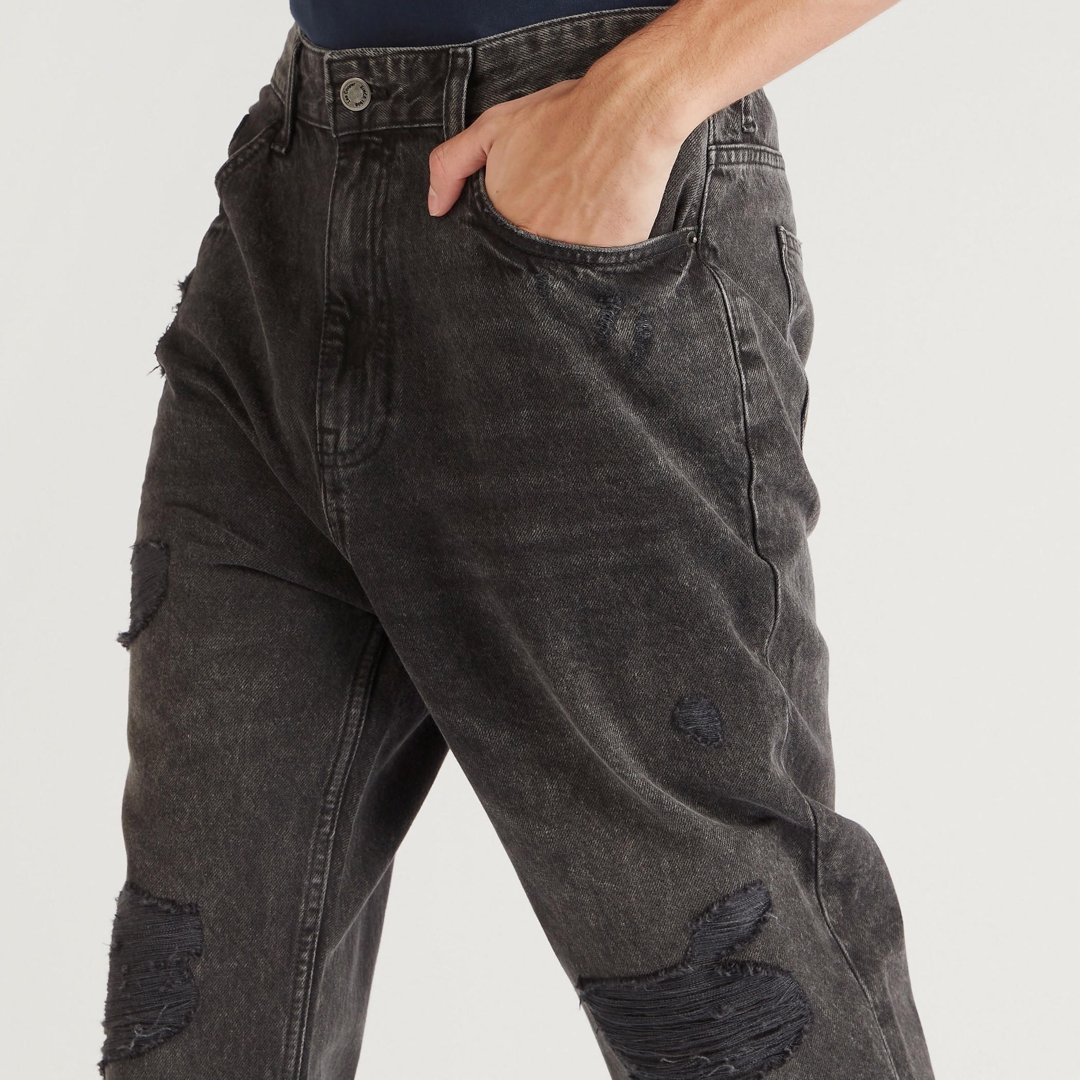 بنطلون جينز دينم مضلع بزر إغلاق وجيوب من لي كوبر-men-clothing-bottoms-jeans-image-3