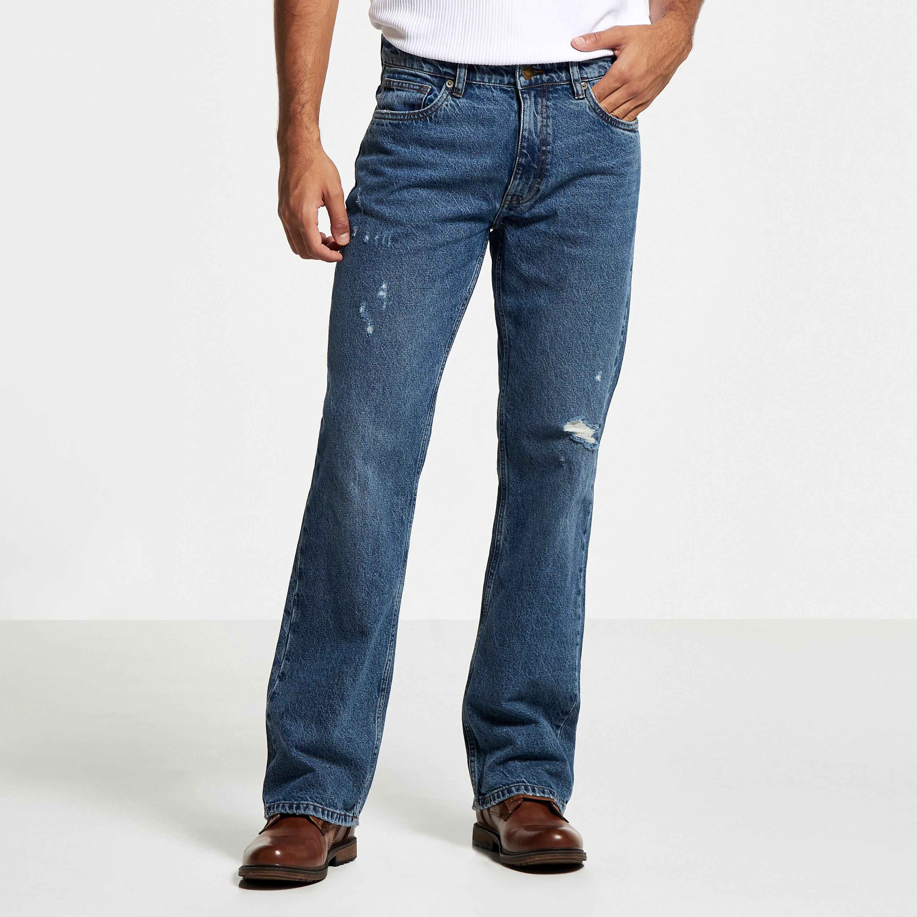Lee Cooper Distressed Jeans with Button Closure and Pockets-men-clothing-bottoms-jeans-image-1