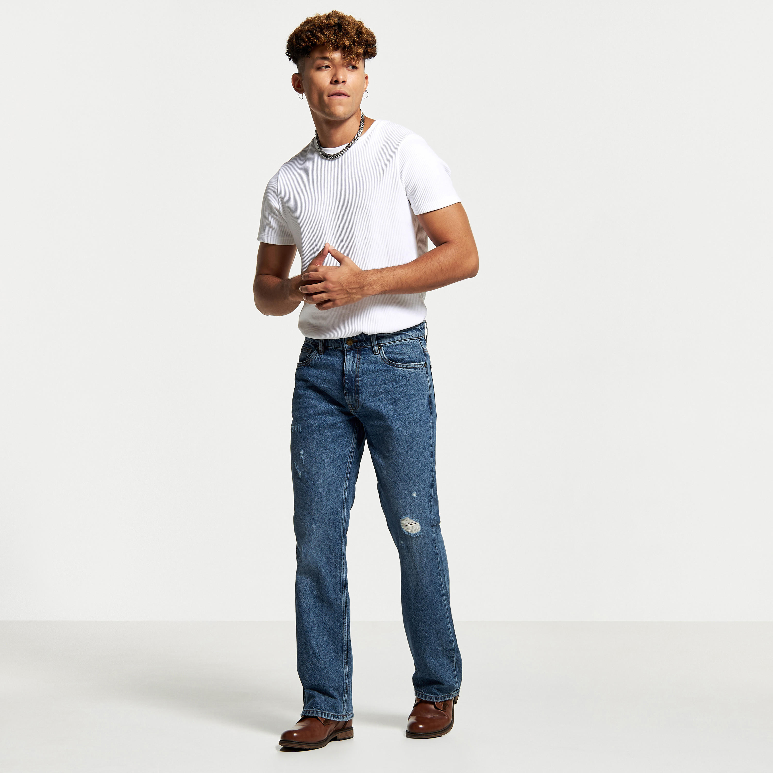Lee Cooper Distressed Jeans with Button Closure and Pockets-men-clothing-bottoms-jeans-image-2