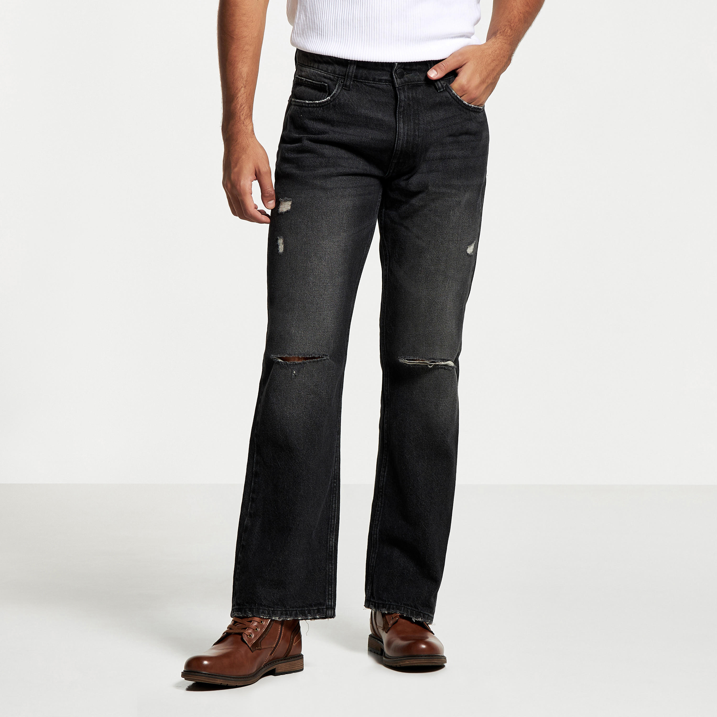 Lee Cooper Distressed Jeans with Button Closure and Pockets-men-clothing-bottoms-jeans-image-5