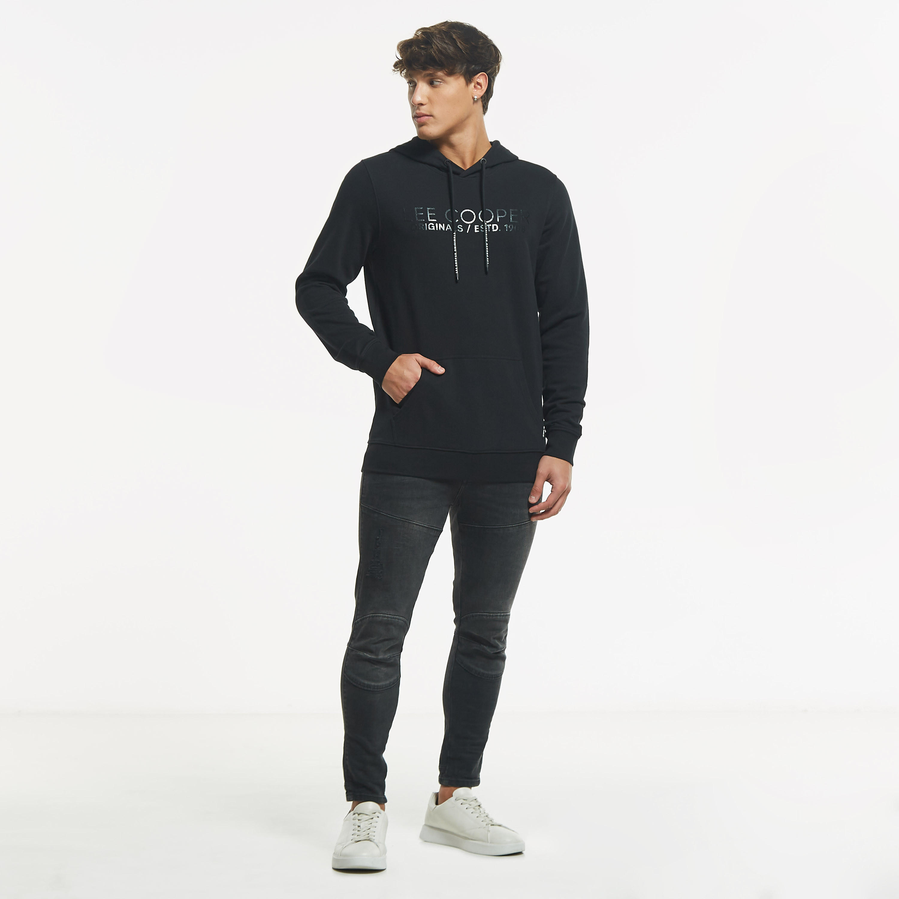 Lee Cooper Logo Print Hoodie with Kangaroo Pocket-men-winterwear-hoodiesandsweatshirts-image-12