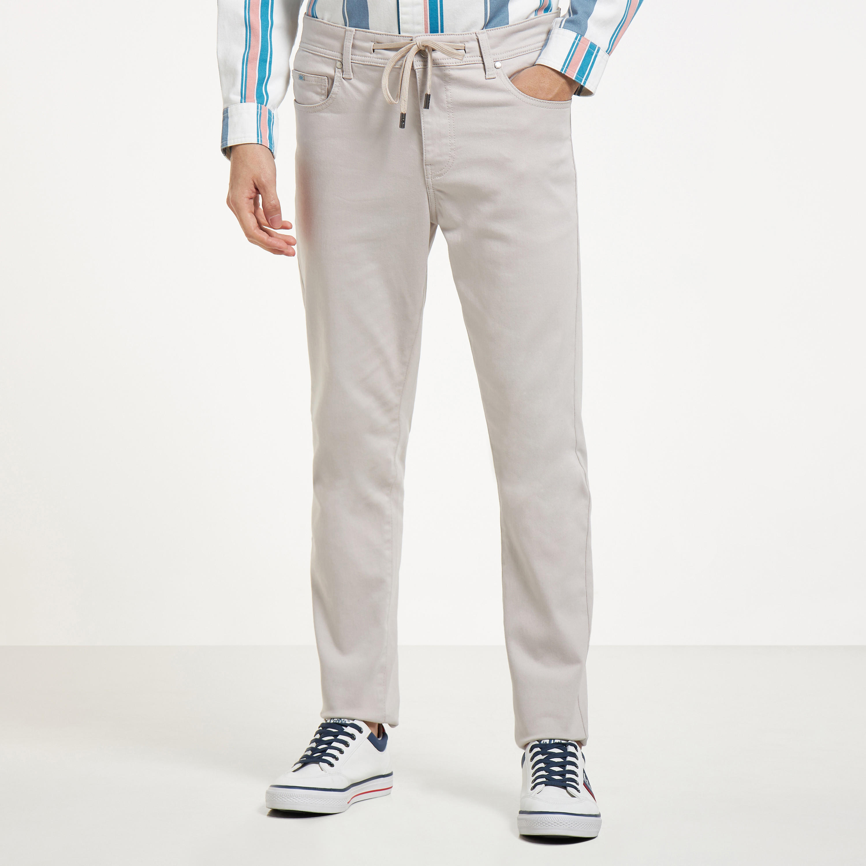 Lee Cooper Solid Slim Fit Jeans with Drawstring Closure and Pockets-men-clothing-bottoms-jeans-image-1
