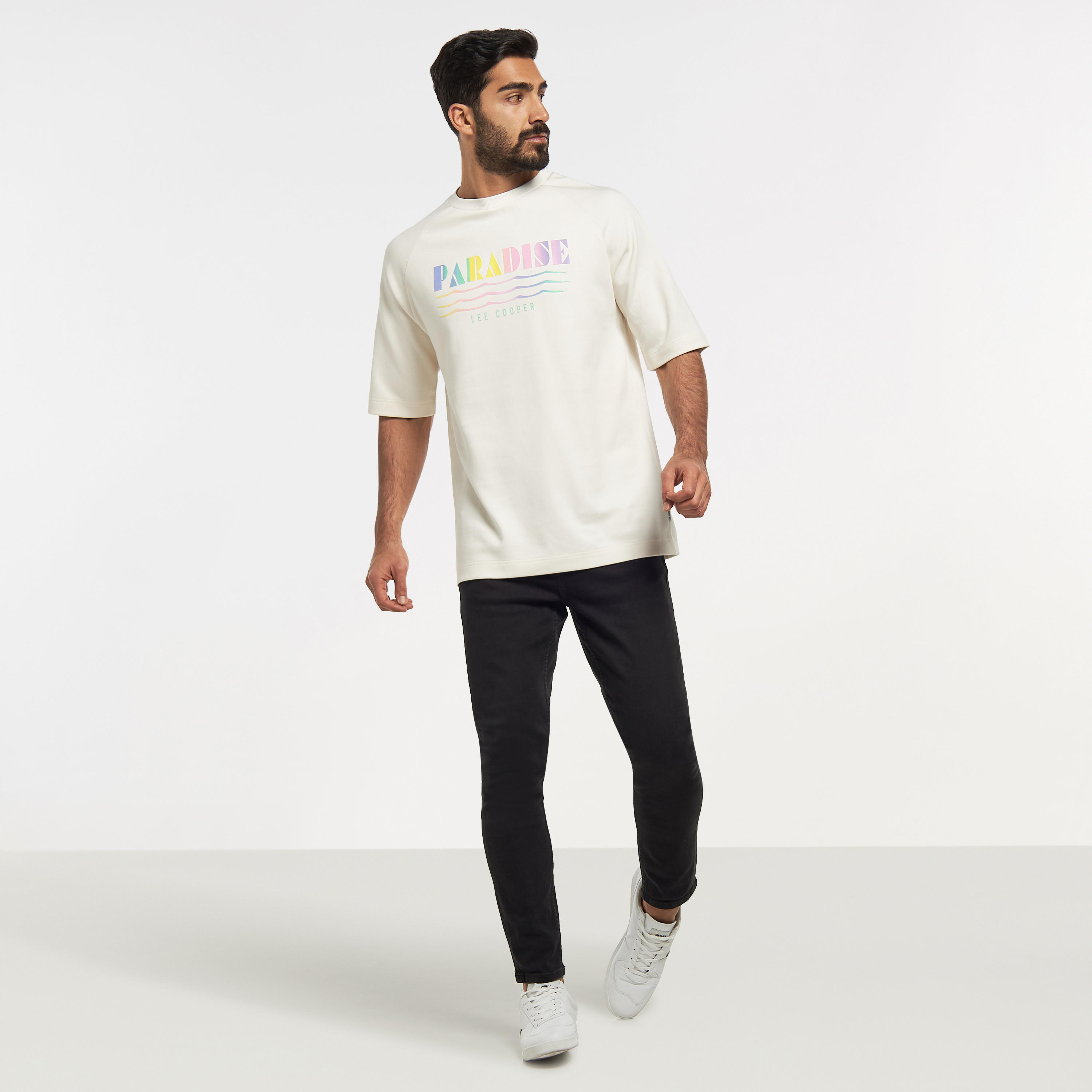 Lee Cooper Printed Oversized T-shirt with Crew Neck-men-clothing-tshirtsandpolos-tshirts-image-2