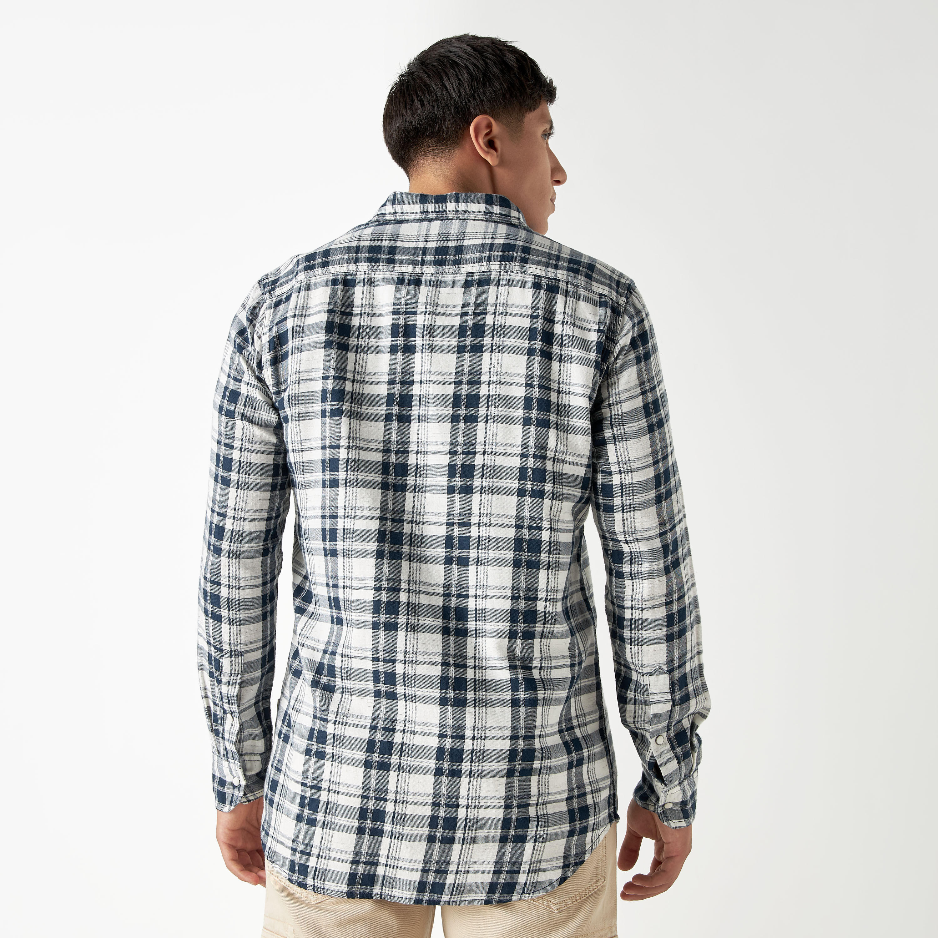 Lee Cooper Checked Shirt with Pockets and Long Sleeves-men-clothing-shirts-image-3