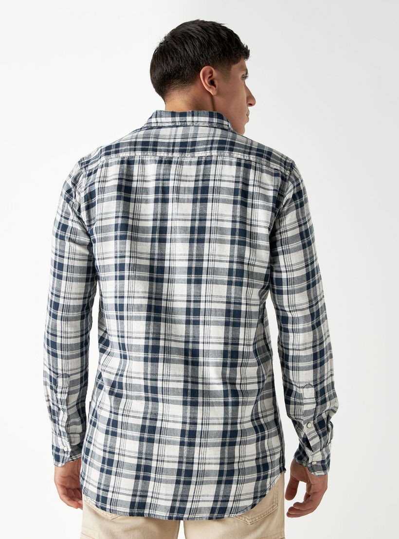Lee Cooper Checked Shirt with Pockets and Long Sleeves-men-clothing-shirts-image-3