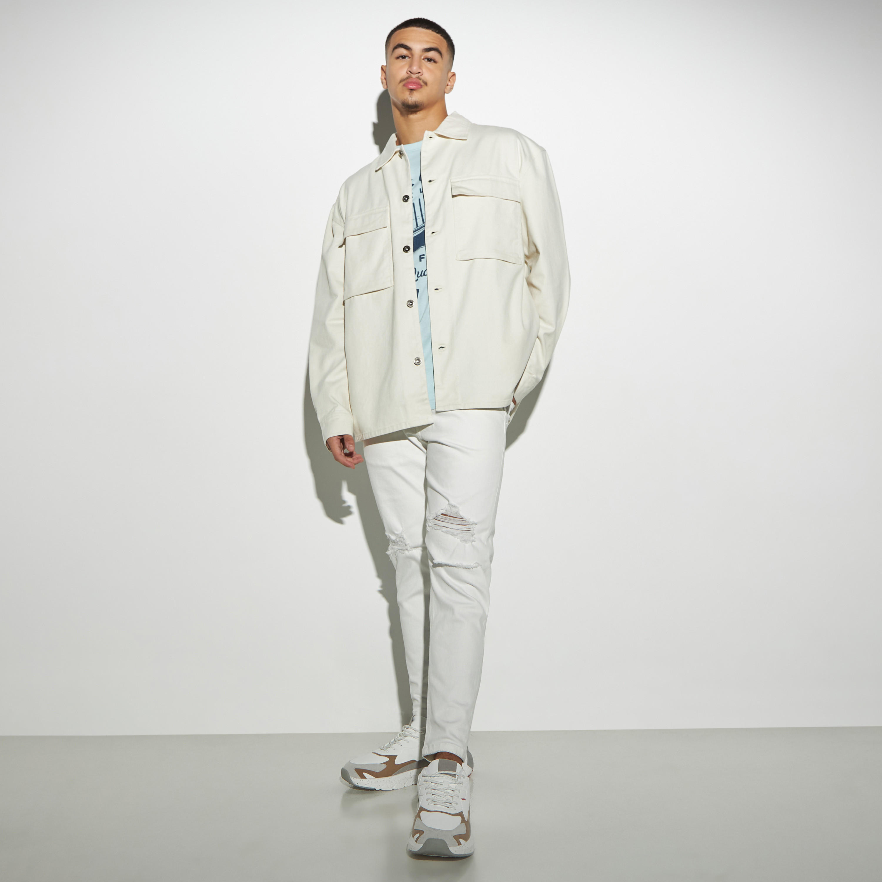 Lee Cooper Solid Oversized Twill Shacket with Flap Pockets and Long Sleeves-men-clothing-jacketsandblazers-jackets-image-2