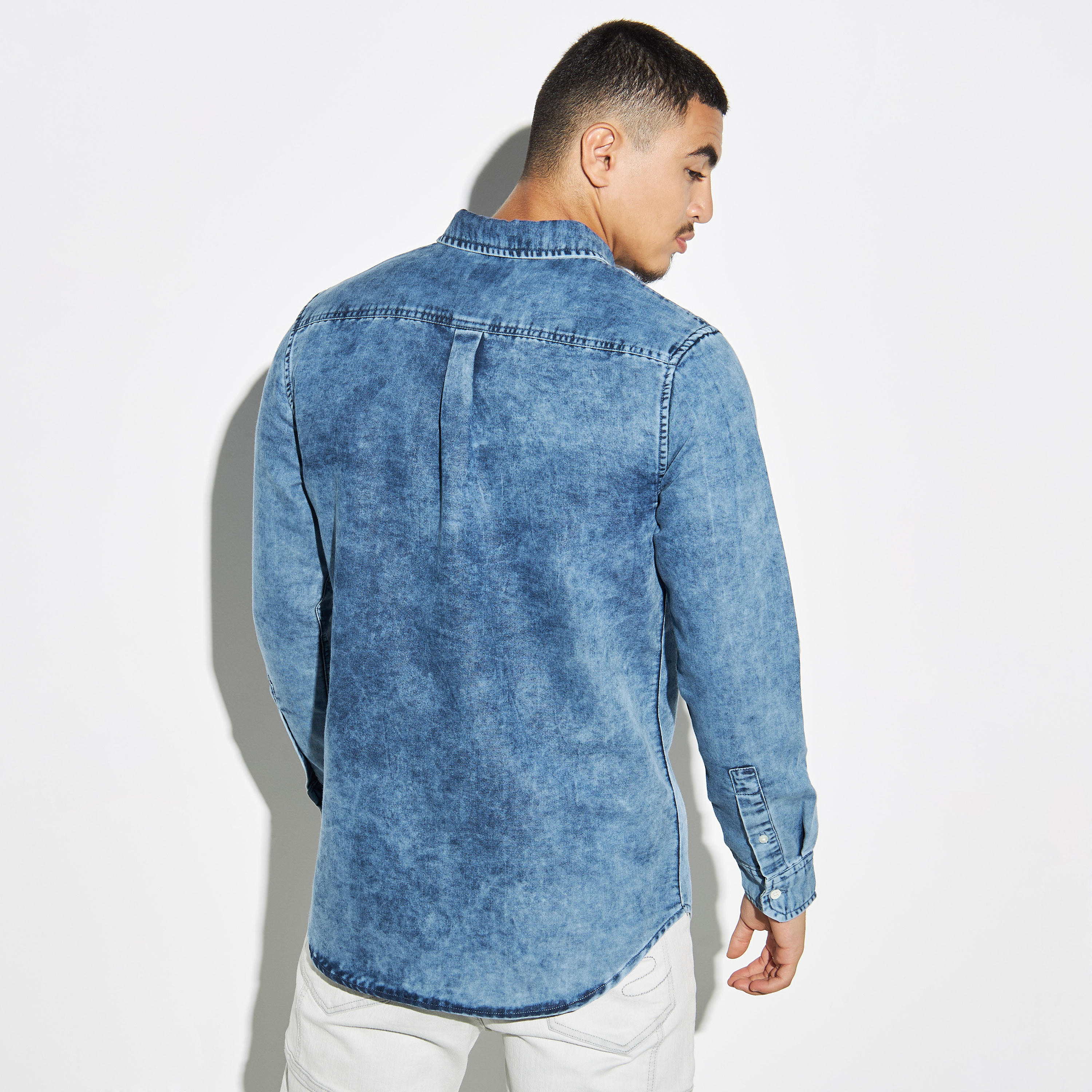 قميص دنيم بأكمام طويلة وجيب من لي كوبر-men-clothing-shirts-image-3