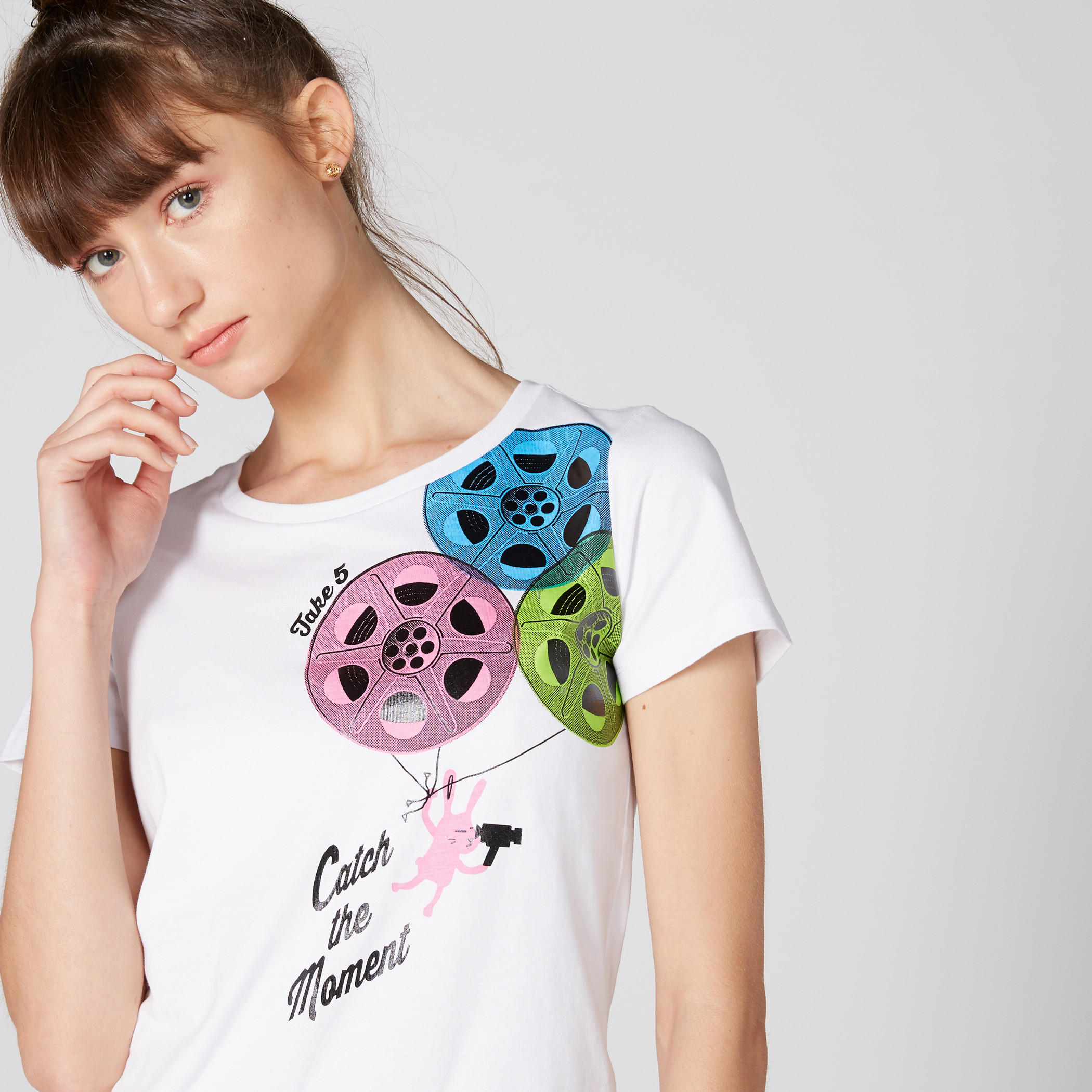 Bossini Printed T-Shirt with Round Neck and Short Sleeves-women-clothing-tshirts-image-1