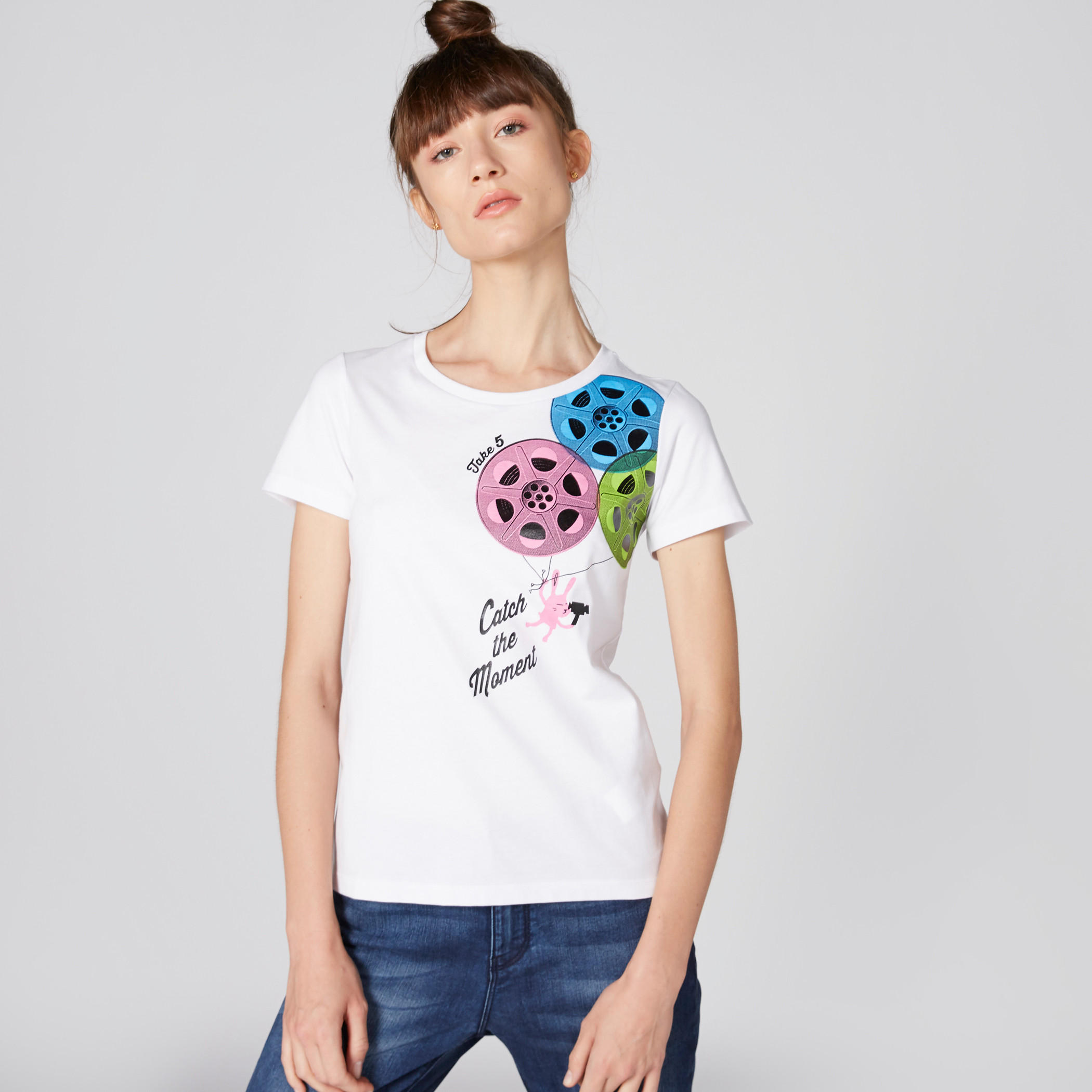 Bossini Printed T-Shirt with Round Neck and Short Sleeves-women-clothing-tshirts-image-4