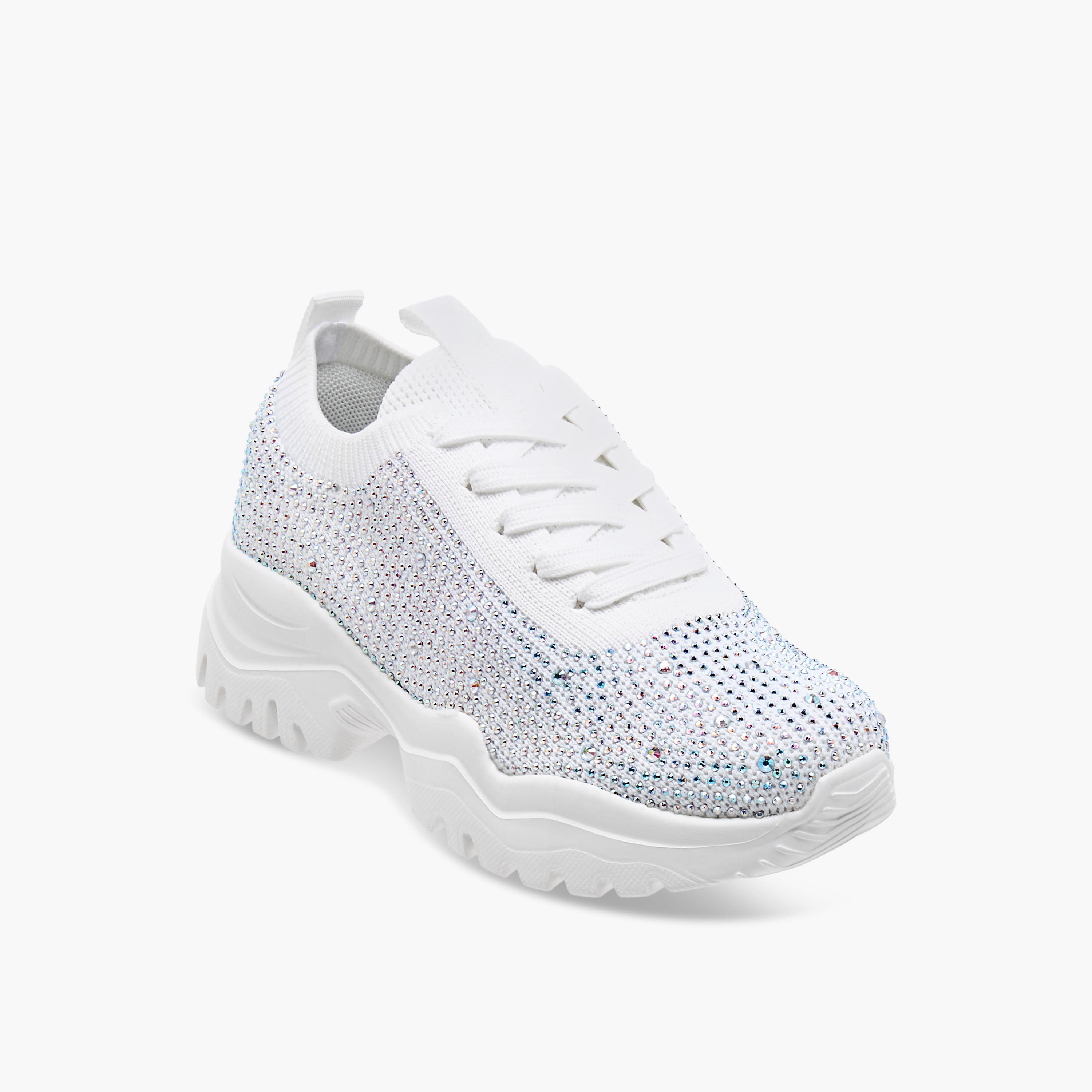 Celeste Girls' Embellished Sneakers with Chunky Sole and Lace-Up Closure-girls-shoes-sneakers-image-2