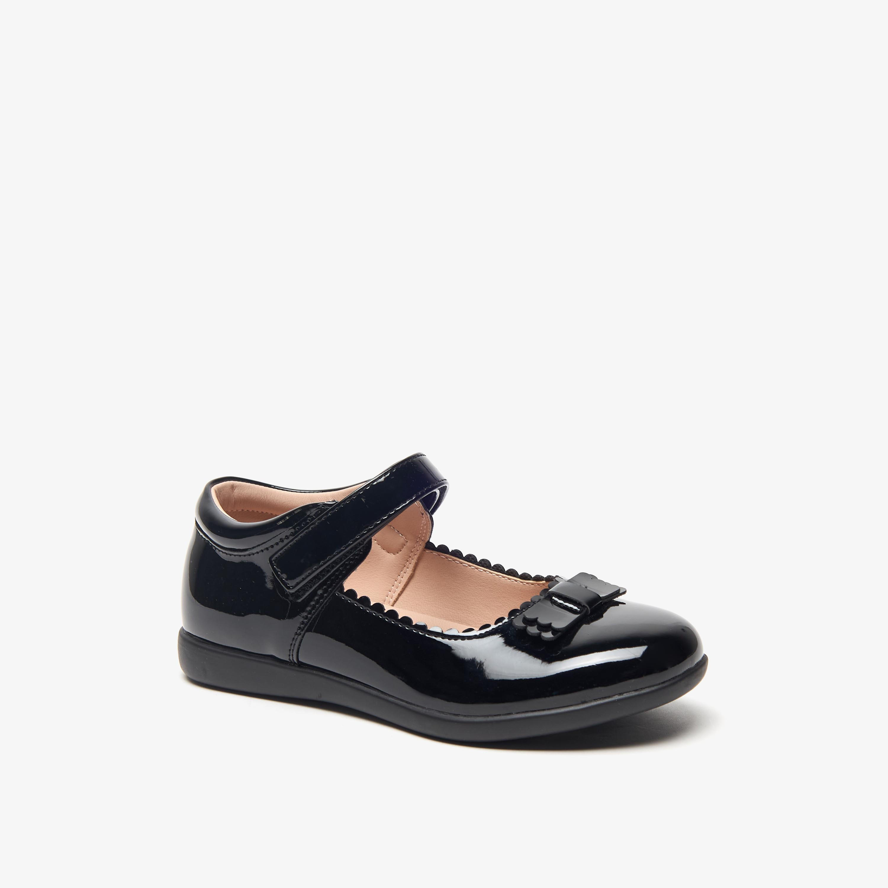 Flora Bella Bow Applique Mary Jane School Shoes with Hook and Loop Closure-girls-shoes-schoolshoes-image-1
