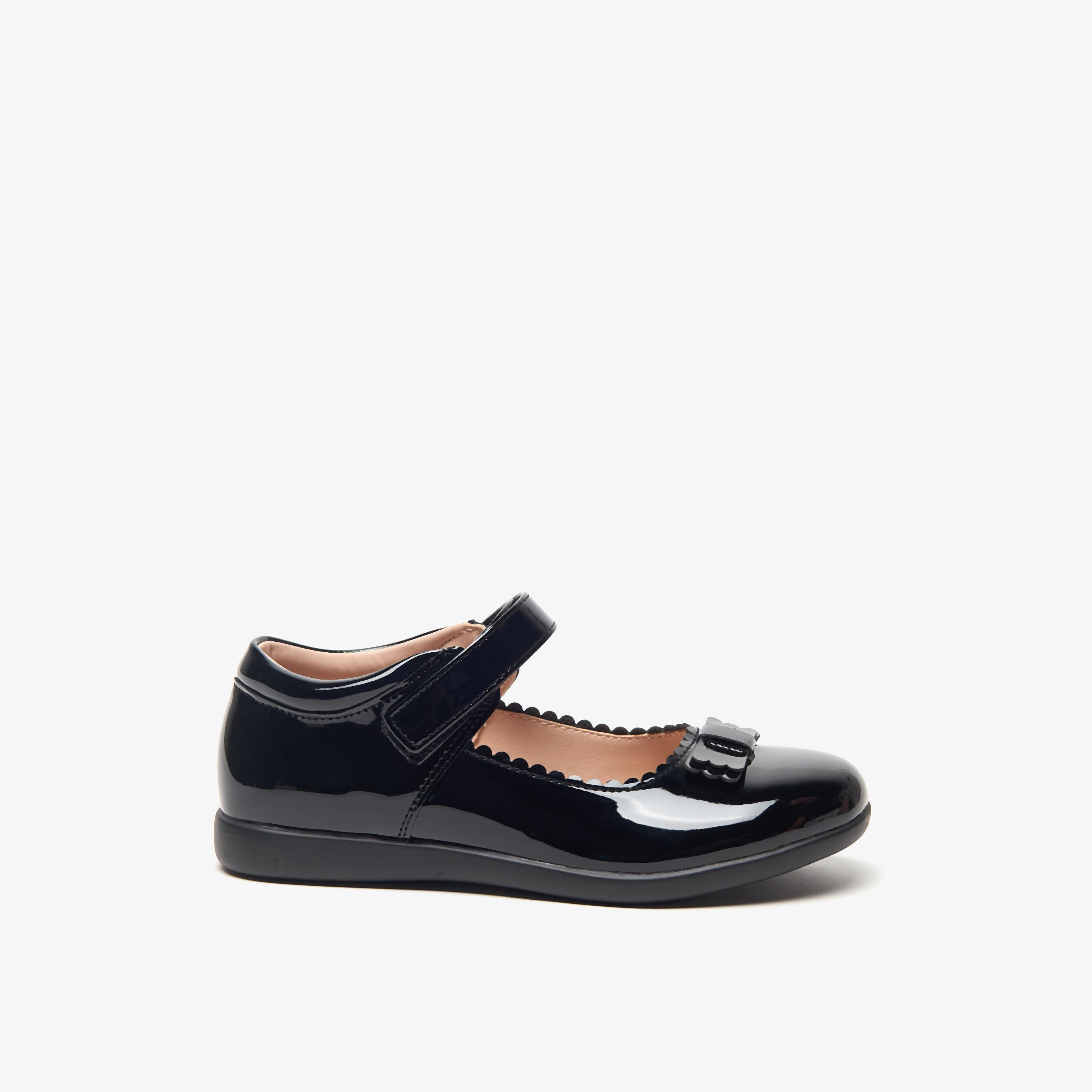 Flora Bella Bow Applique Mary Jane School Shoes with Hook and Loop Closure-girls-shoes-schoolshoes-image-3