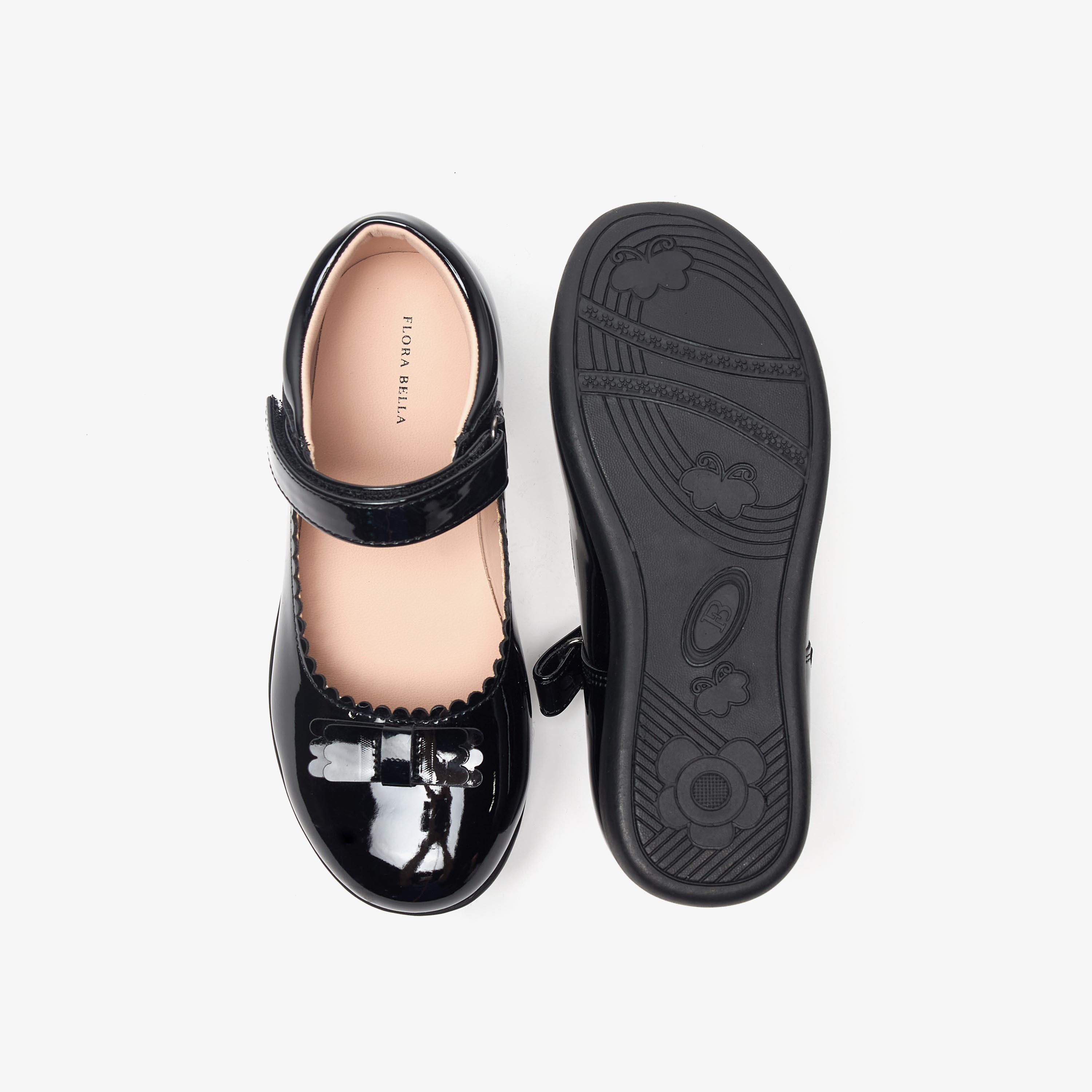 Flora Bella Bow Applique Mary Jane School Shoes with Hook and Loop Closure-girls-shoes-schoolshoes-image-4