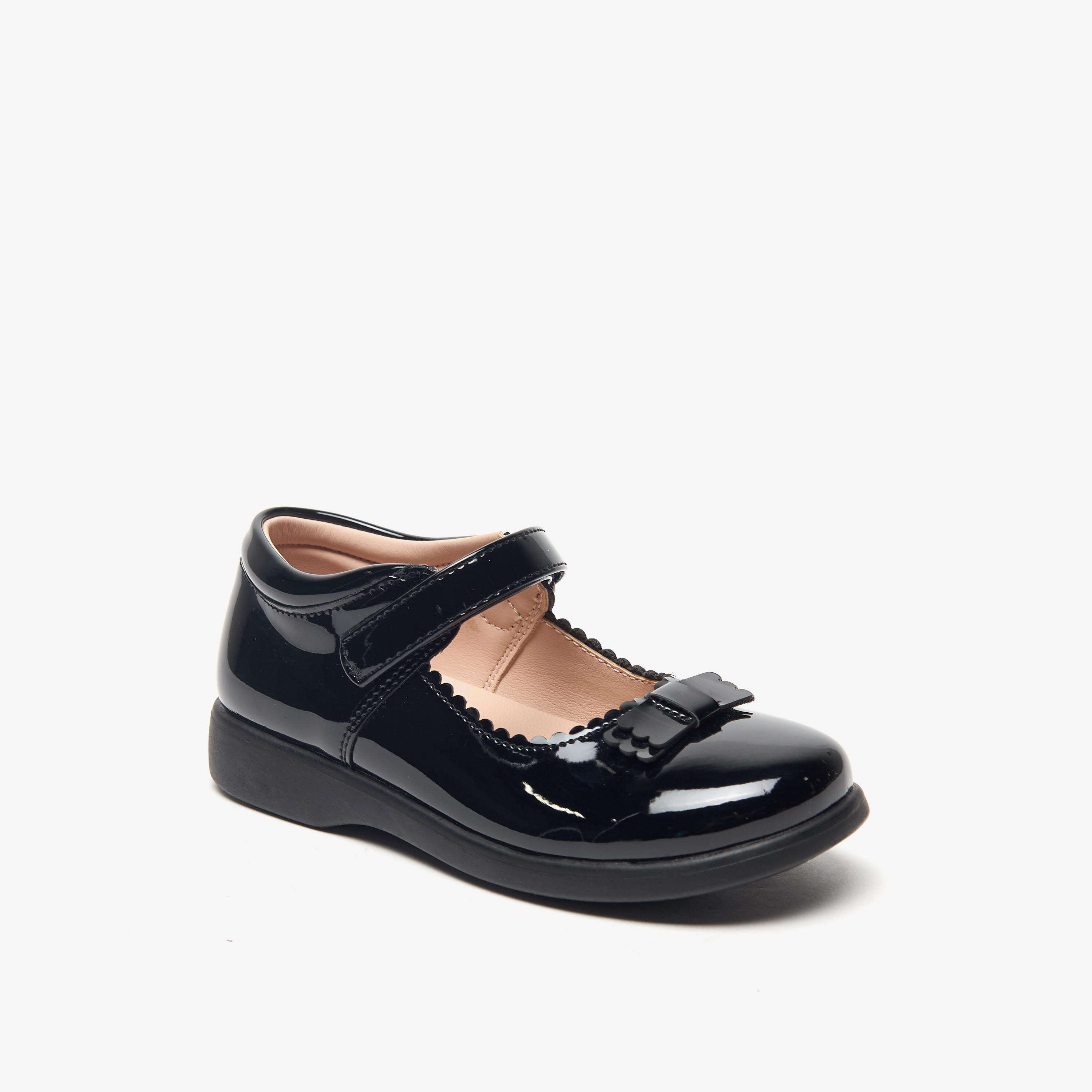 Flora Bella Bow Applique Mary Jane School Shoes with Hook and Loop Closure-girls-shoes-schoolshoes-image-1