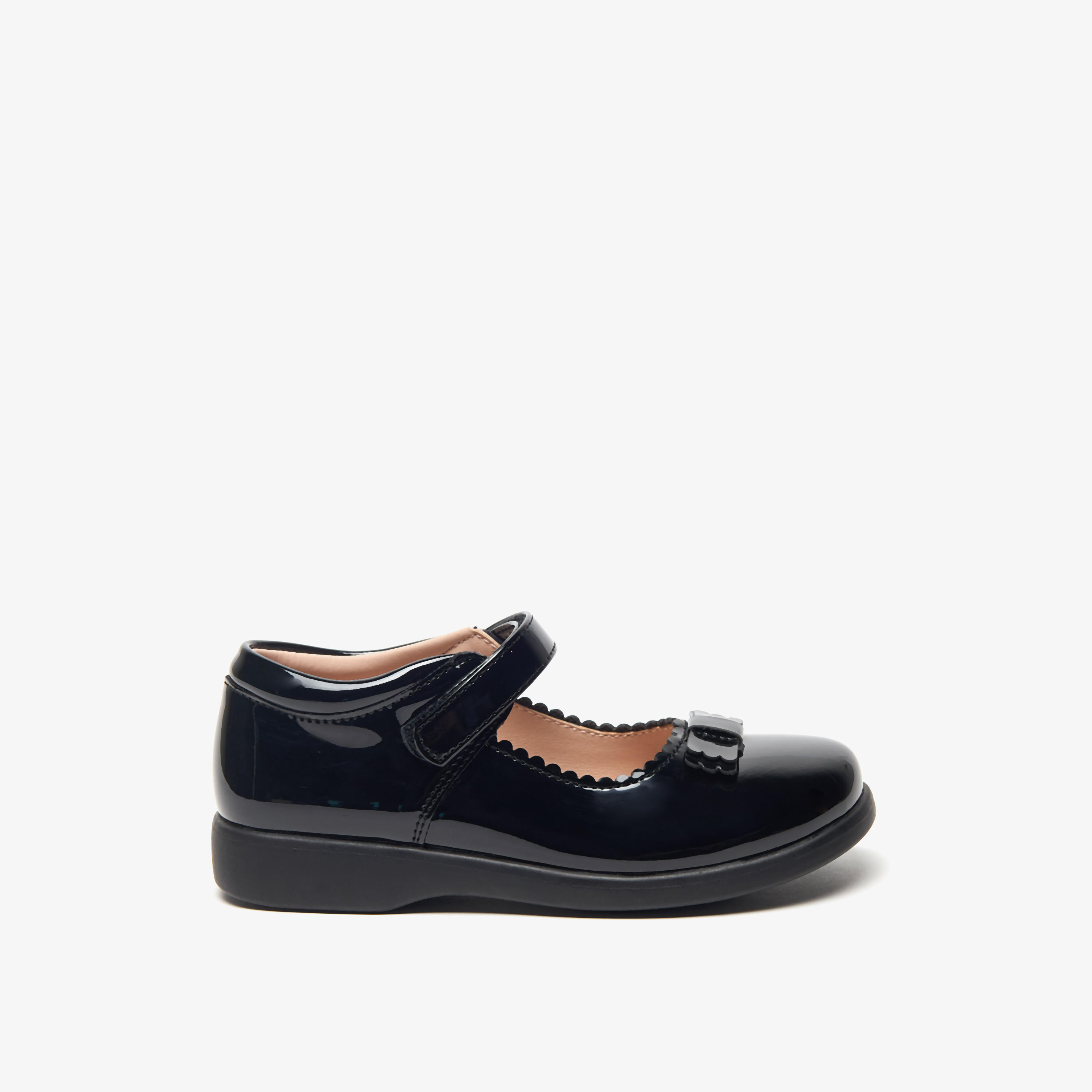 Flora Bella Bow Applique Mary Jane School Shoes with Hook and Loop Closure-girls-shoes-schoolshoes-image-3