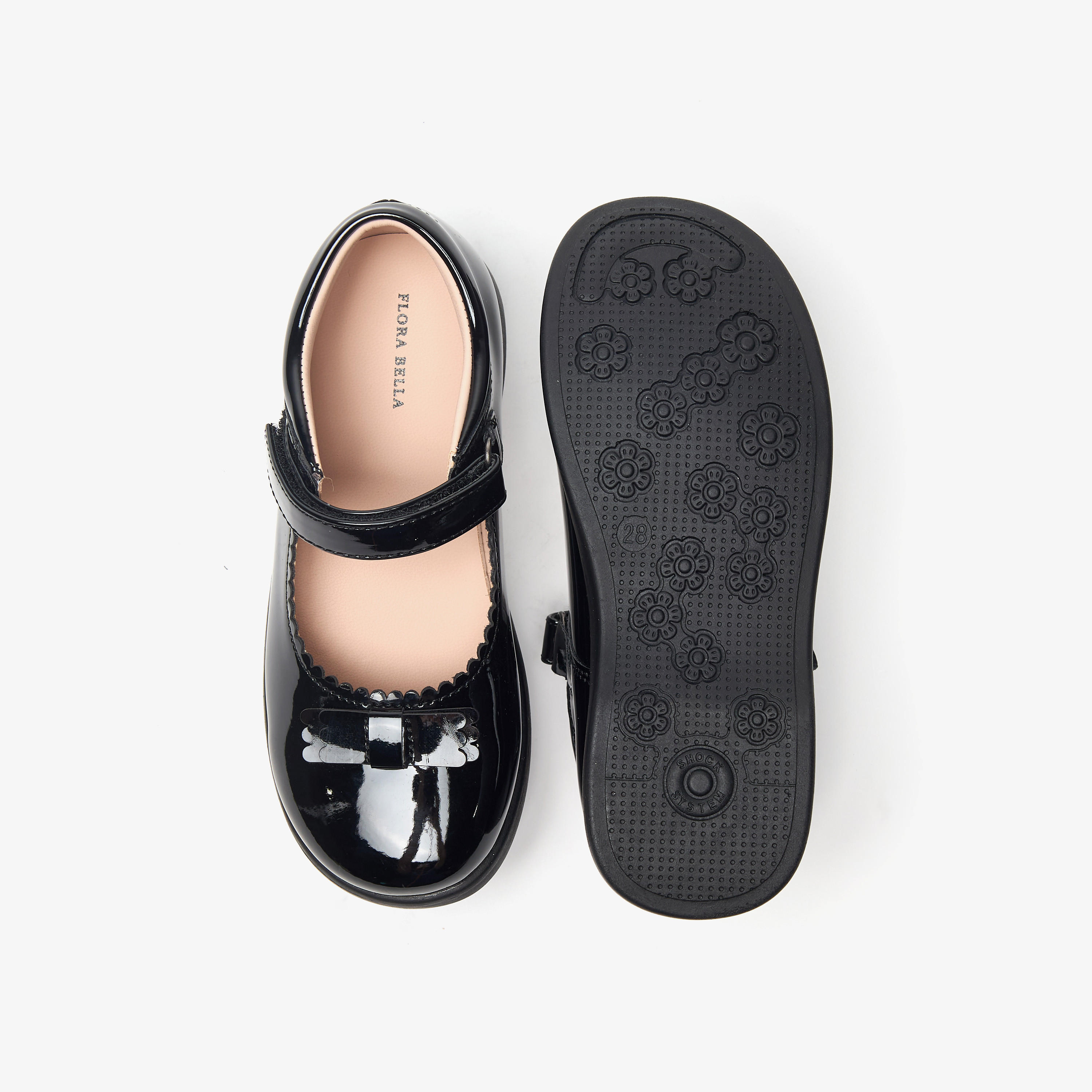 Flora Bella Bow Applique Mary Jane School Shoes with Hook and Loop Closure-girls-shoes-schoolshoes-image-4