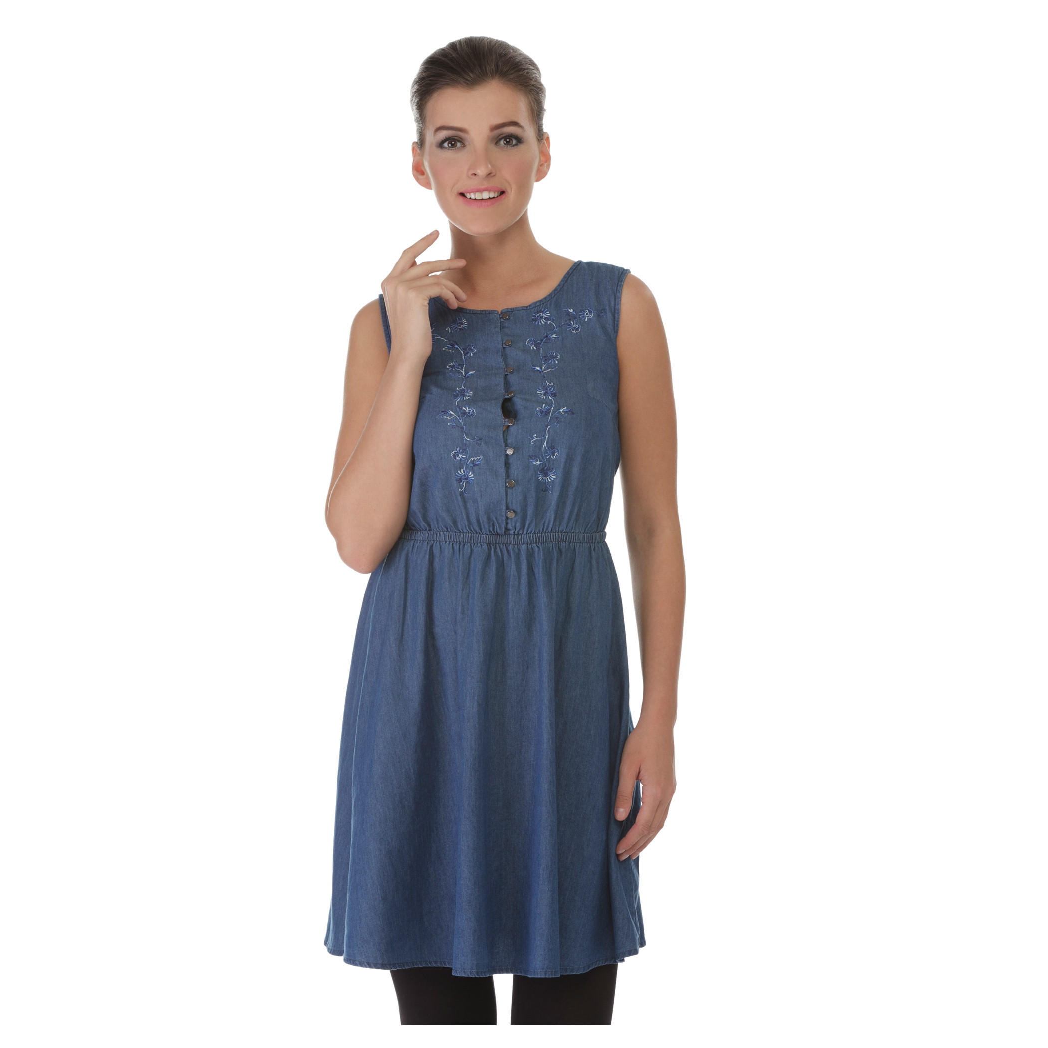 Denim Sleeveless Skater Dress-women-clothing-dresses-image-1